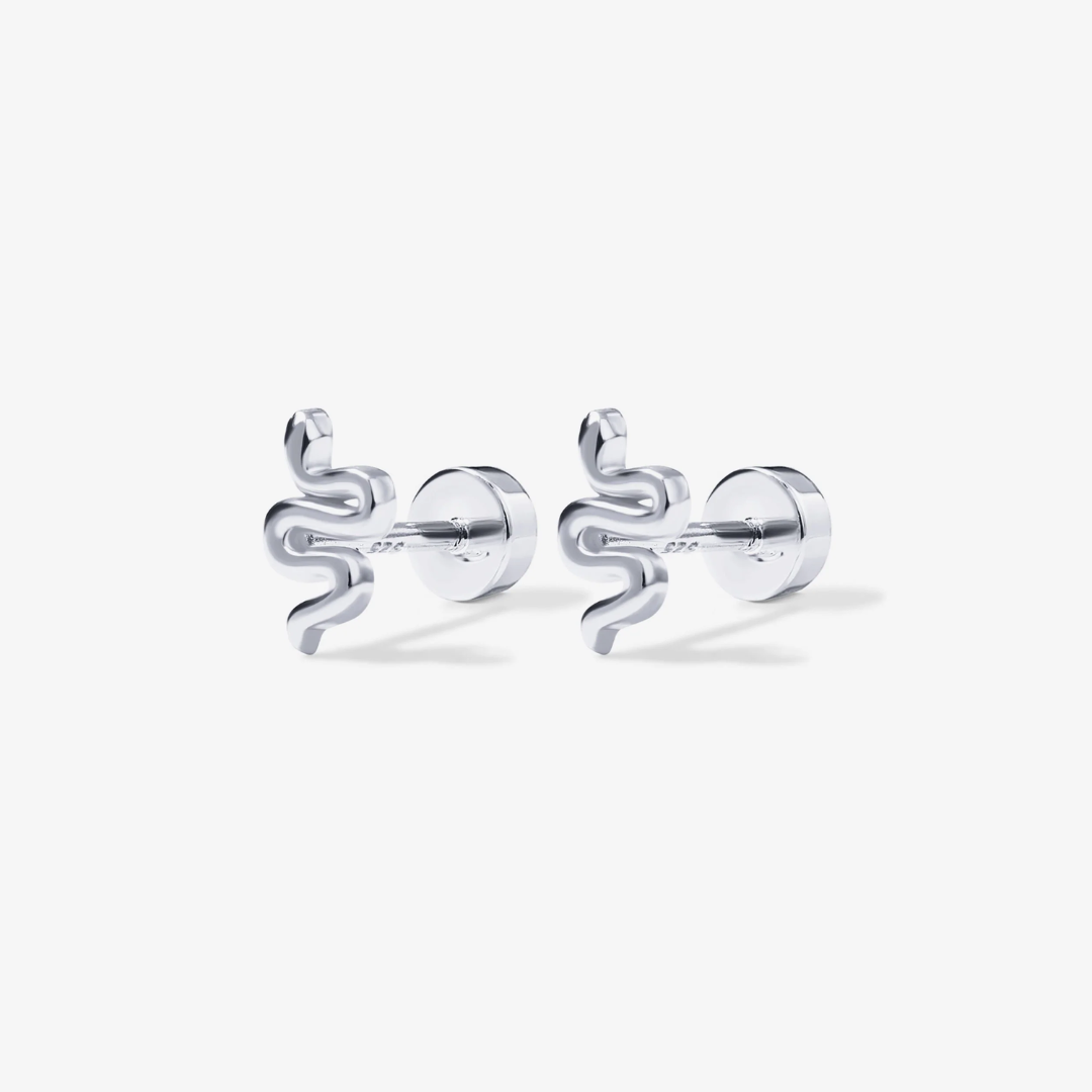 Snake Design Flat Back Stud Earrings