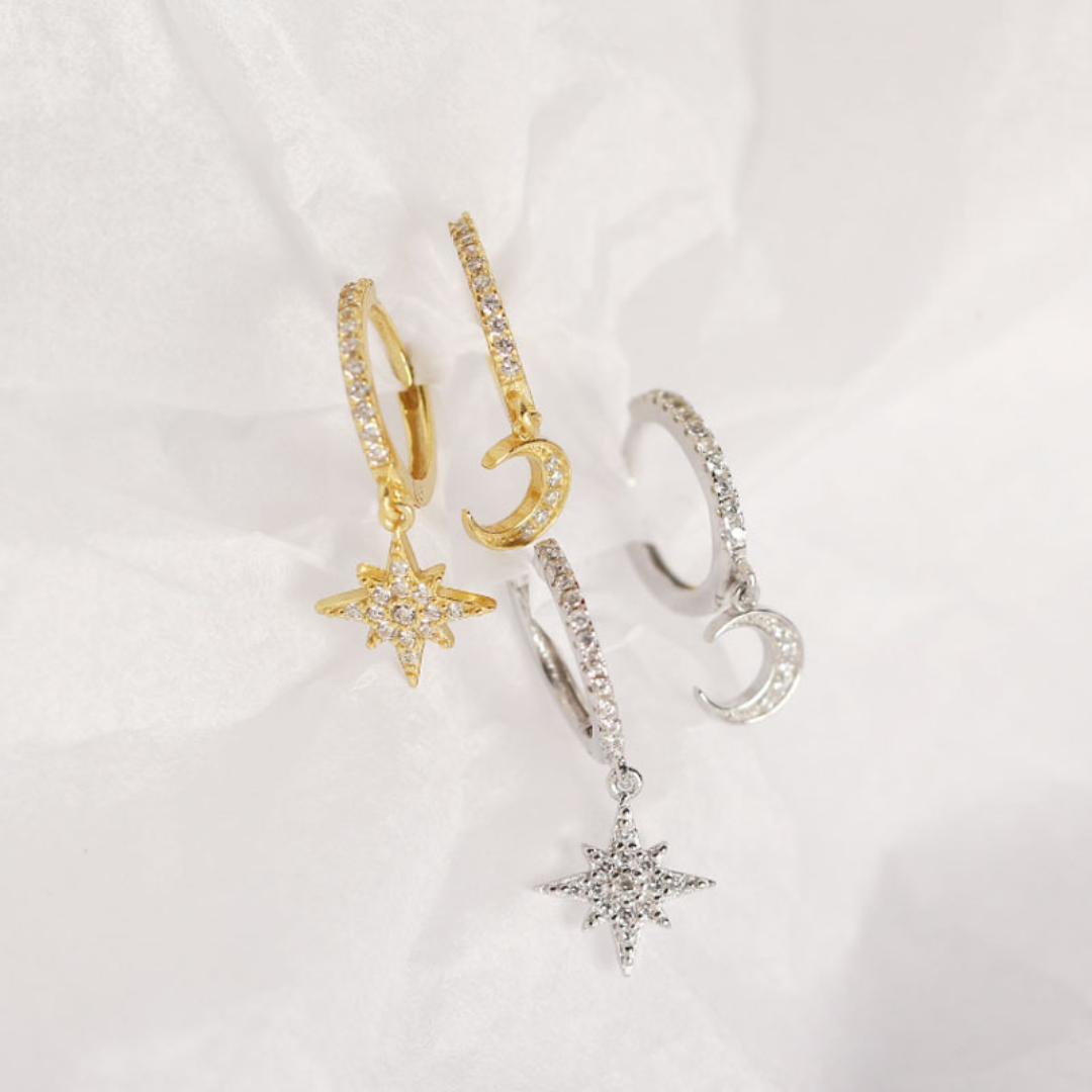 Moon & Stars Cubic Zirconia Earring Set