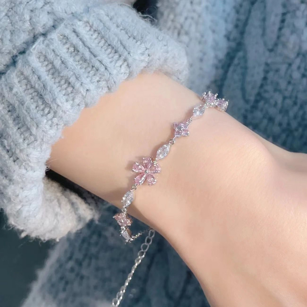 Sakura Cherry Blossom Crystal Bracelet Design