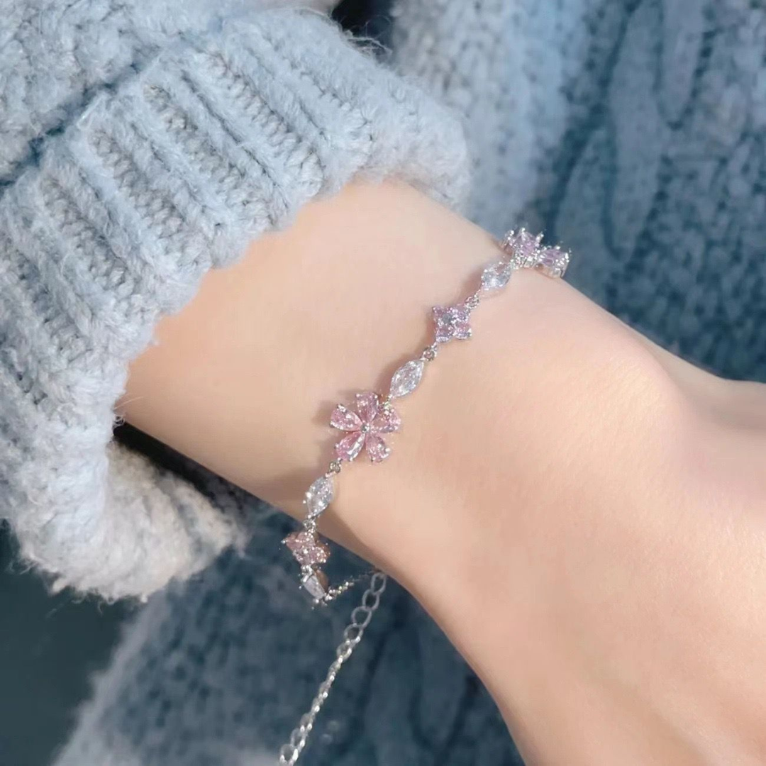 Sakura Cherry Blossom Crystal Bracelet Design