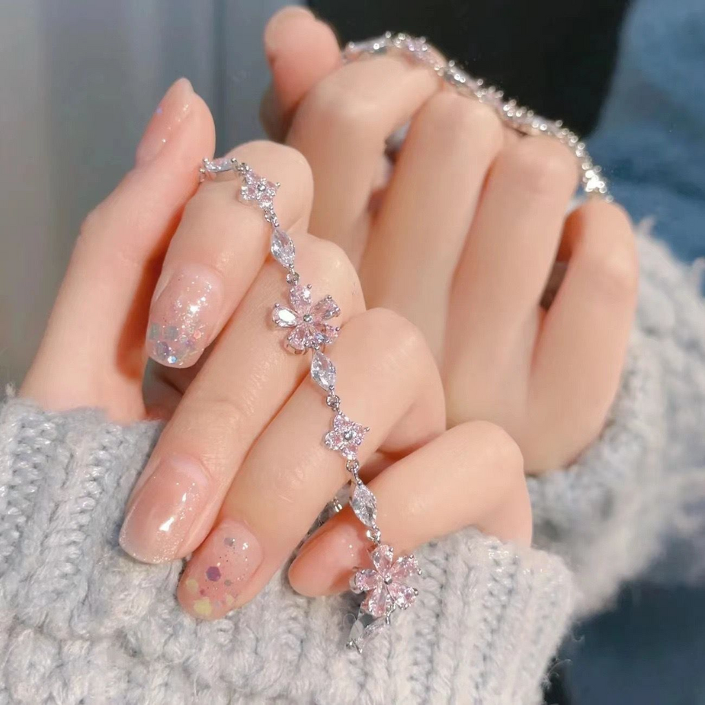 Sakura Cherry Blossom Crystal Bracelet Design