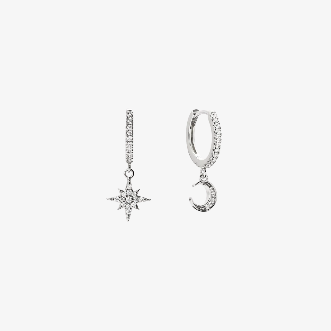 Moon & Stars Cubic Zirconia Earring Set