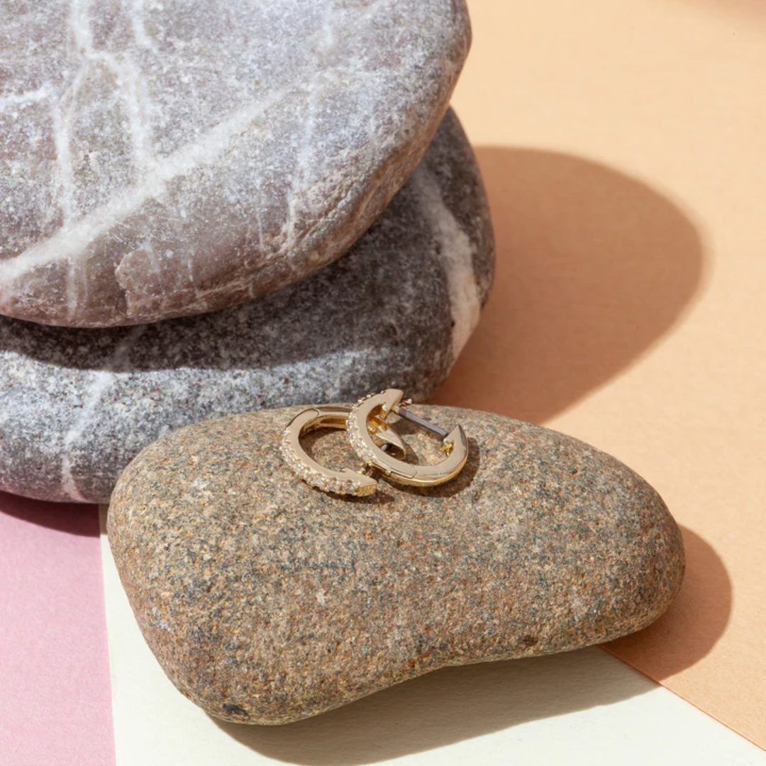 Classic Cubic Zirconia Huggie Hoop Earrings