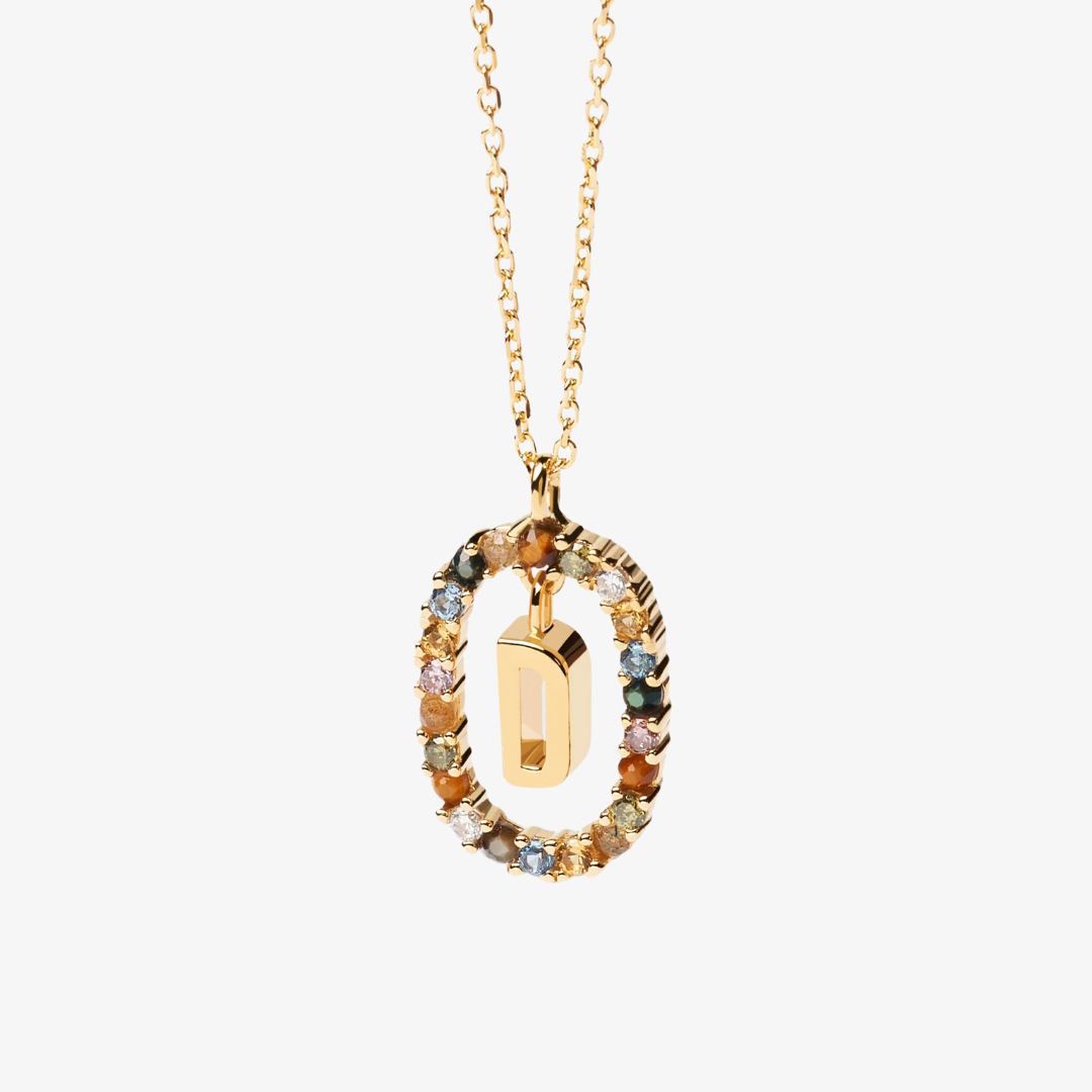 Gemstone Initial Letter Necklace