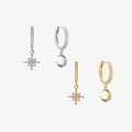 Moon & Stars Cubic Zirconia Earring Set