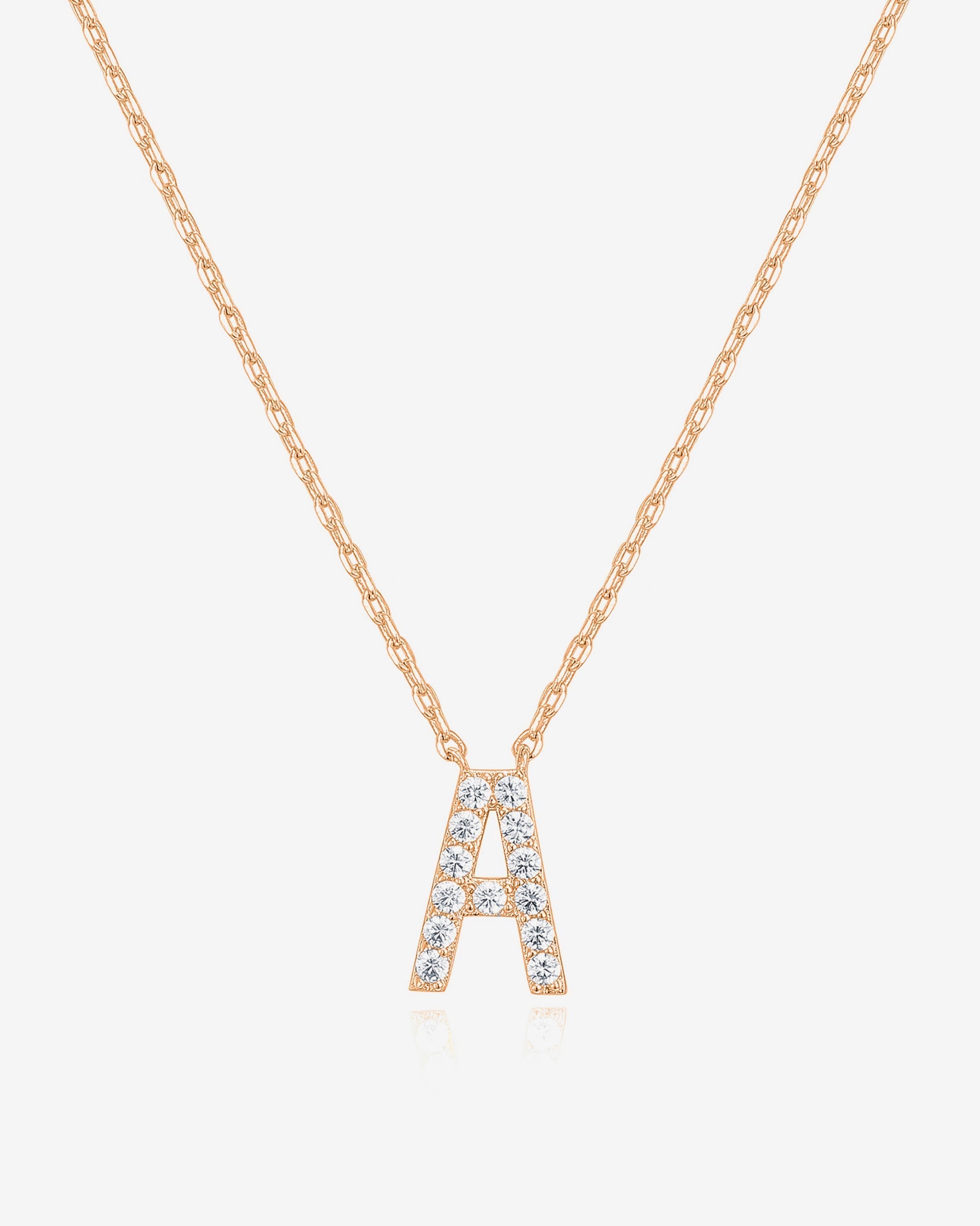 Initial Pendant Necklace with Cubic Zirconia