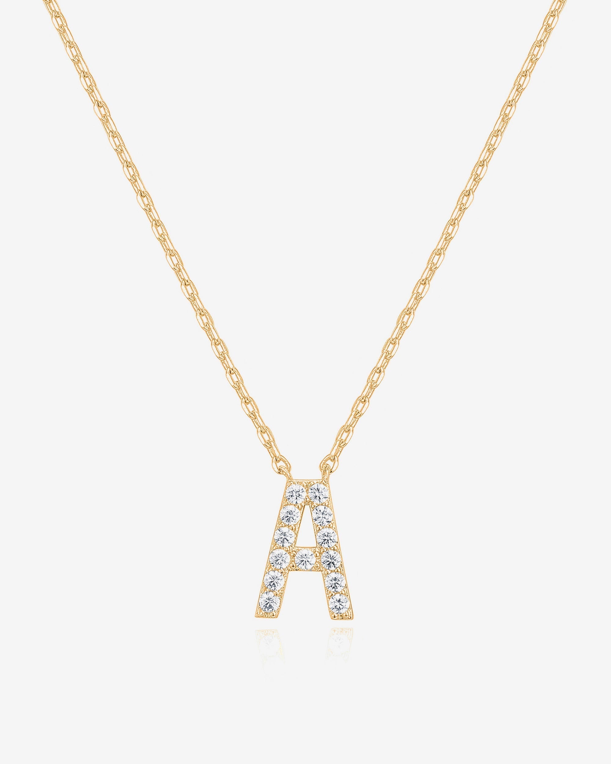 Initial Pendant Necklace with Cubic Zirconia