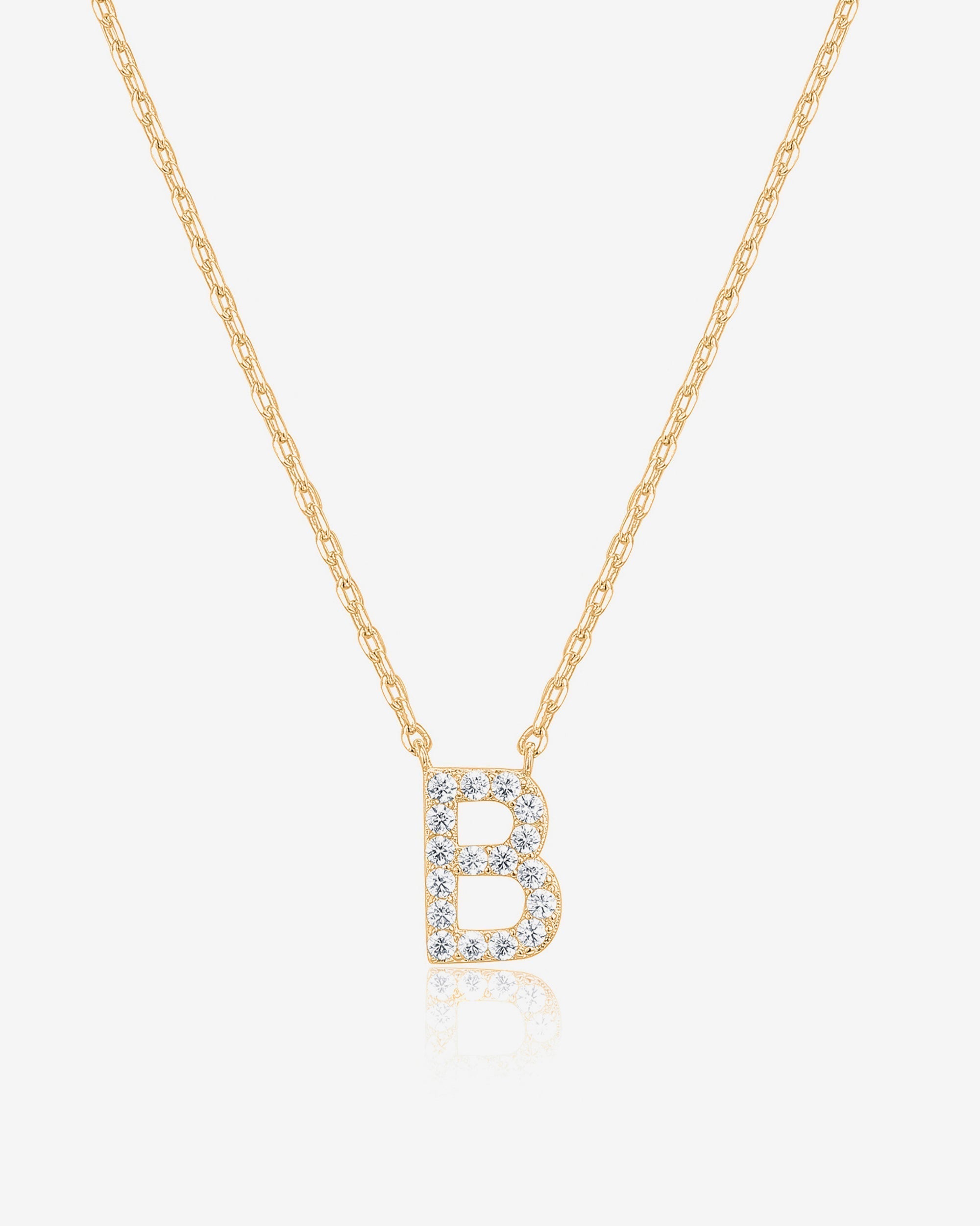 Initial Pendant Necklace with Cubic Zirconia