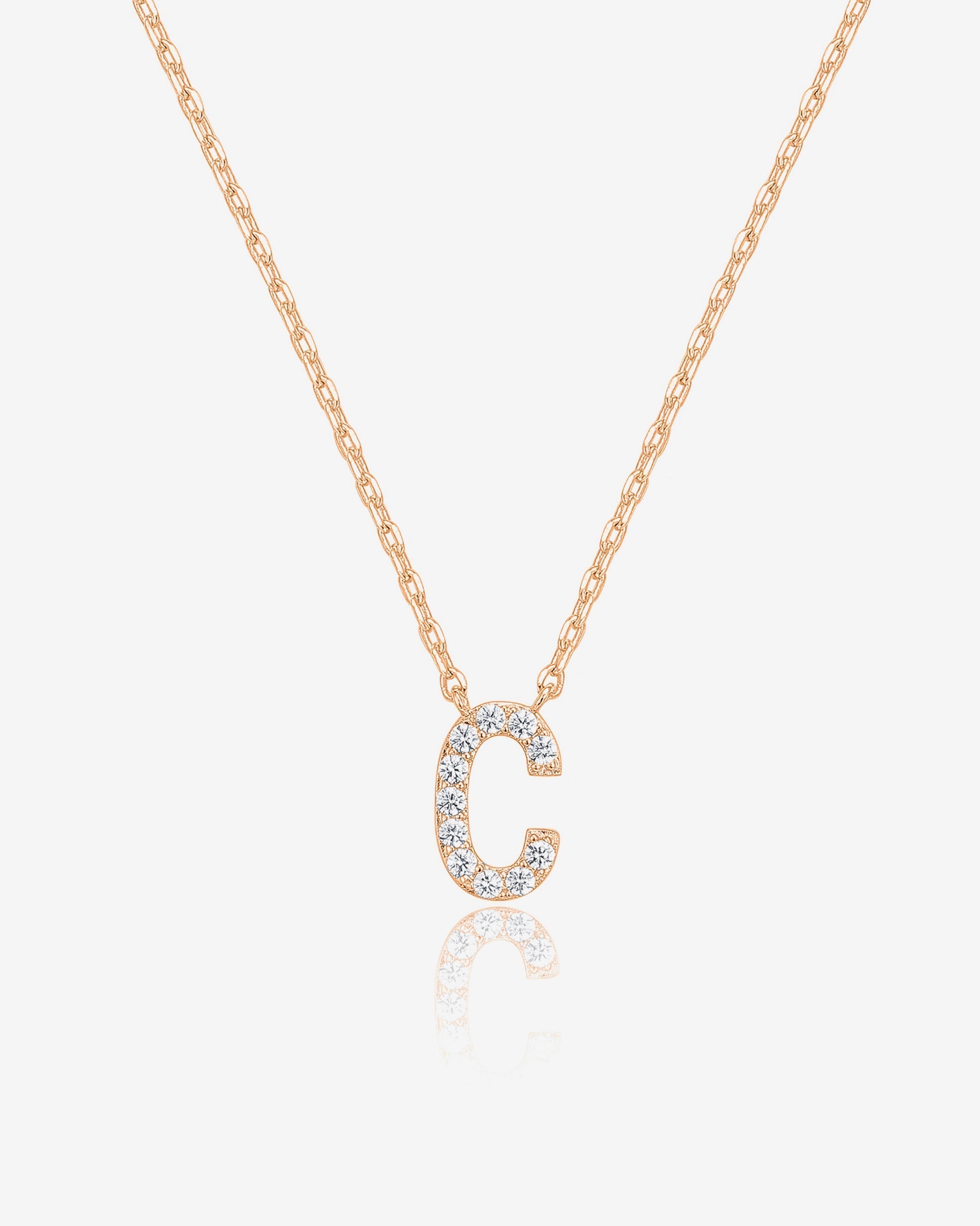 Initial Pendant Necklace with Cubic Zirconia