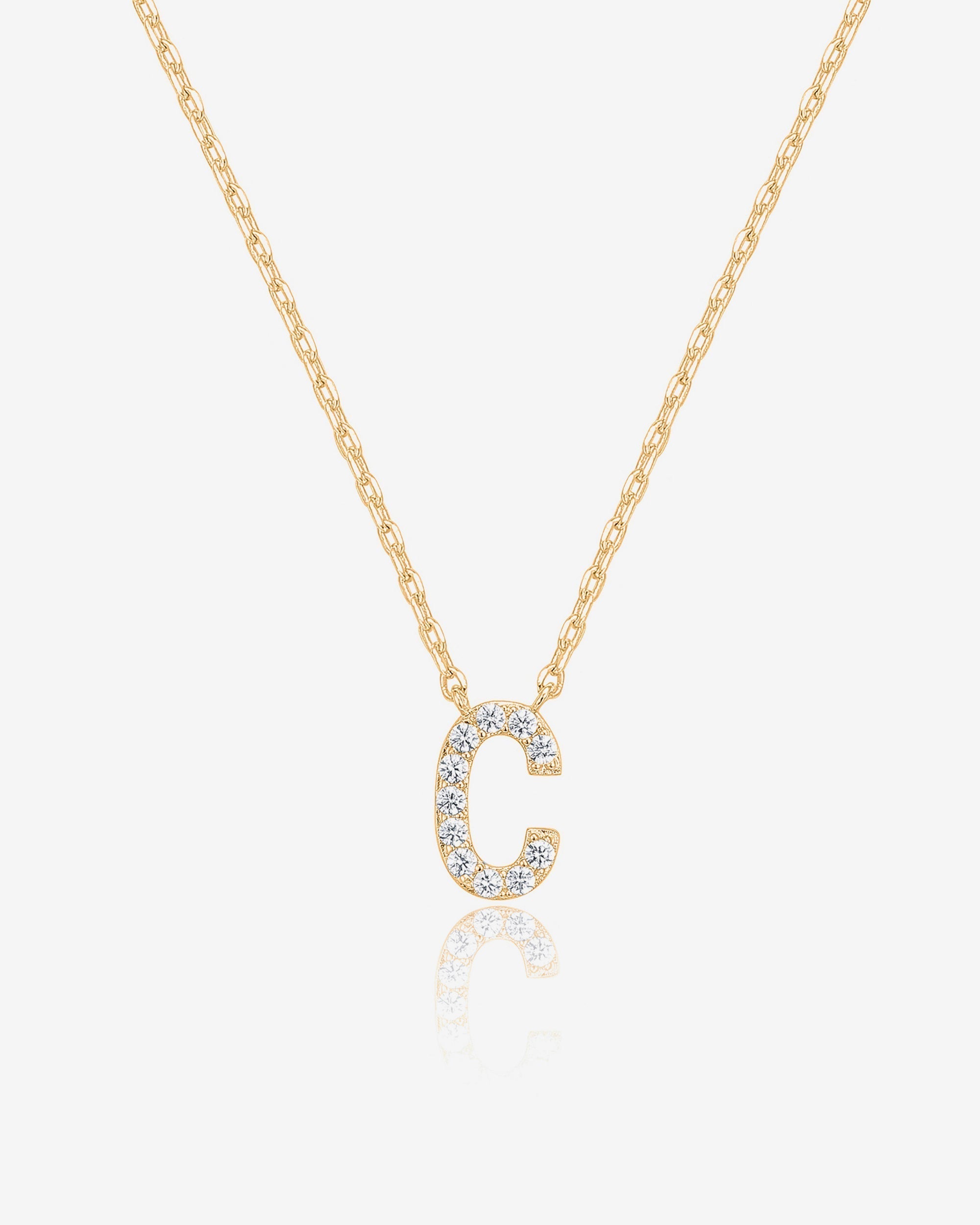Initial Pendant Necklace with Cubic Zirconia