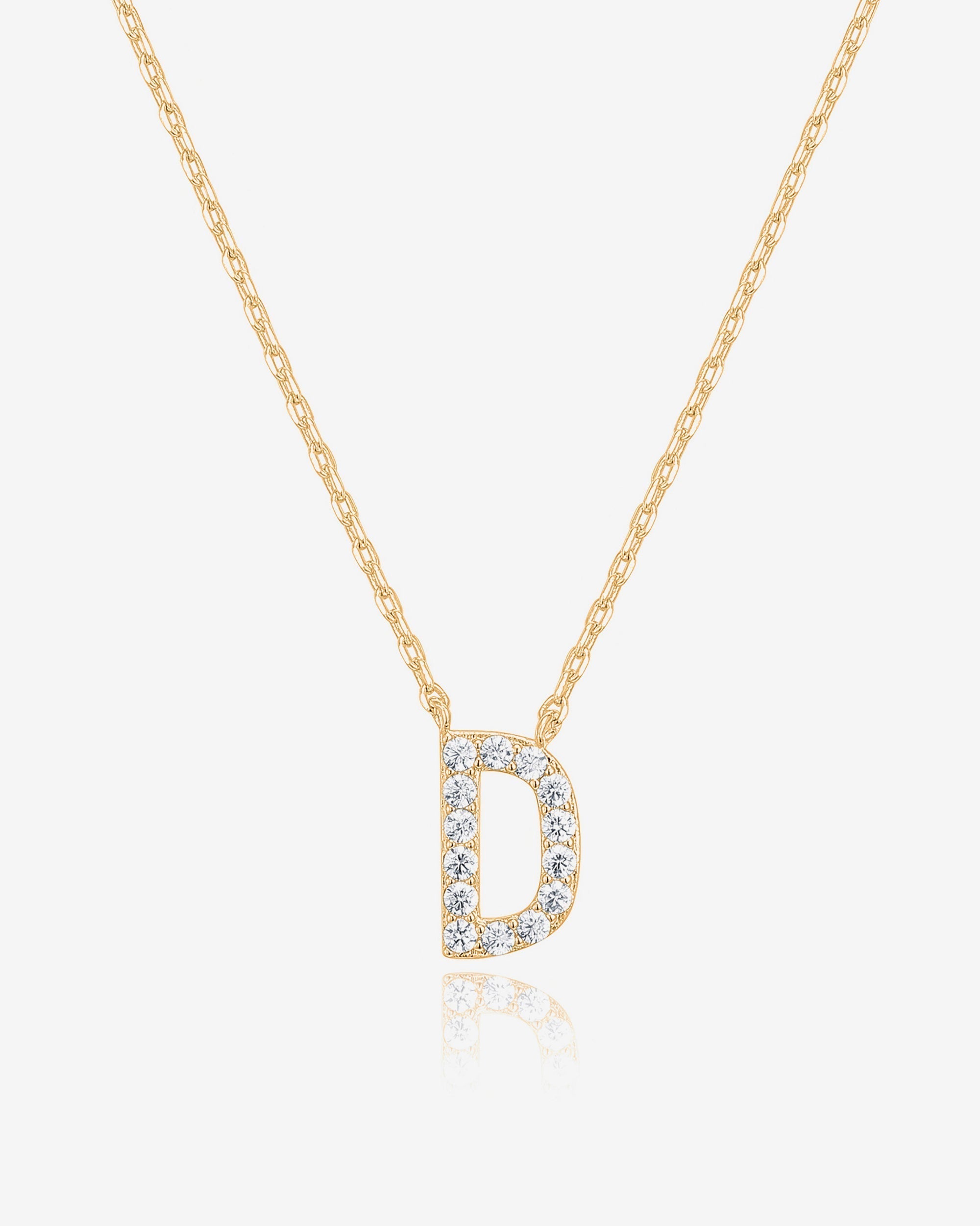 Initial Pendant Necklace with Cubic Zirconia