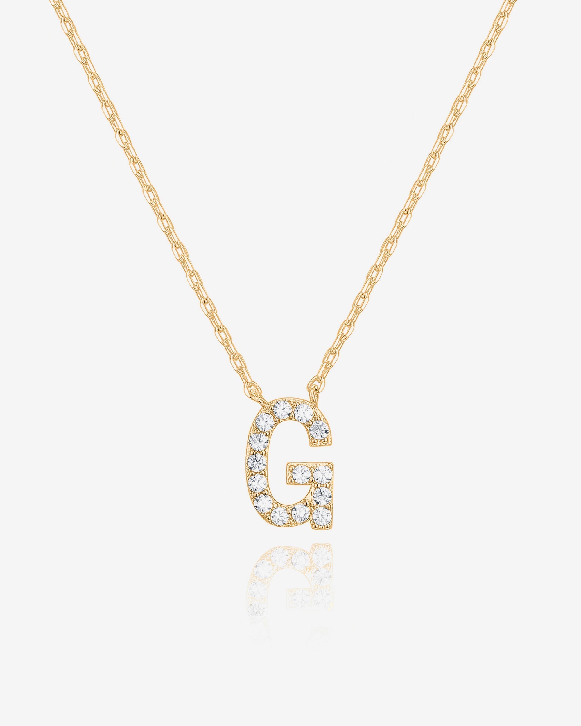 Initial Pendant Necklace with Cubic Zirconia