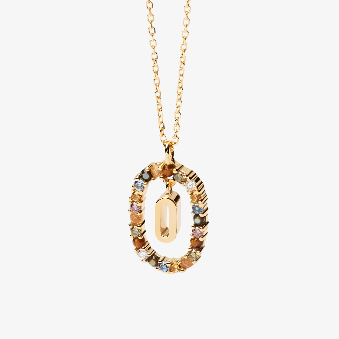 Gemstone Initial Letter Necklace