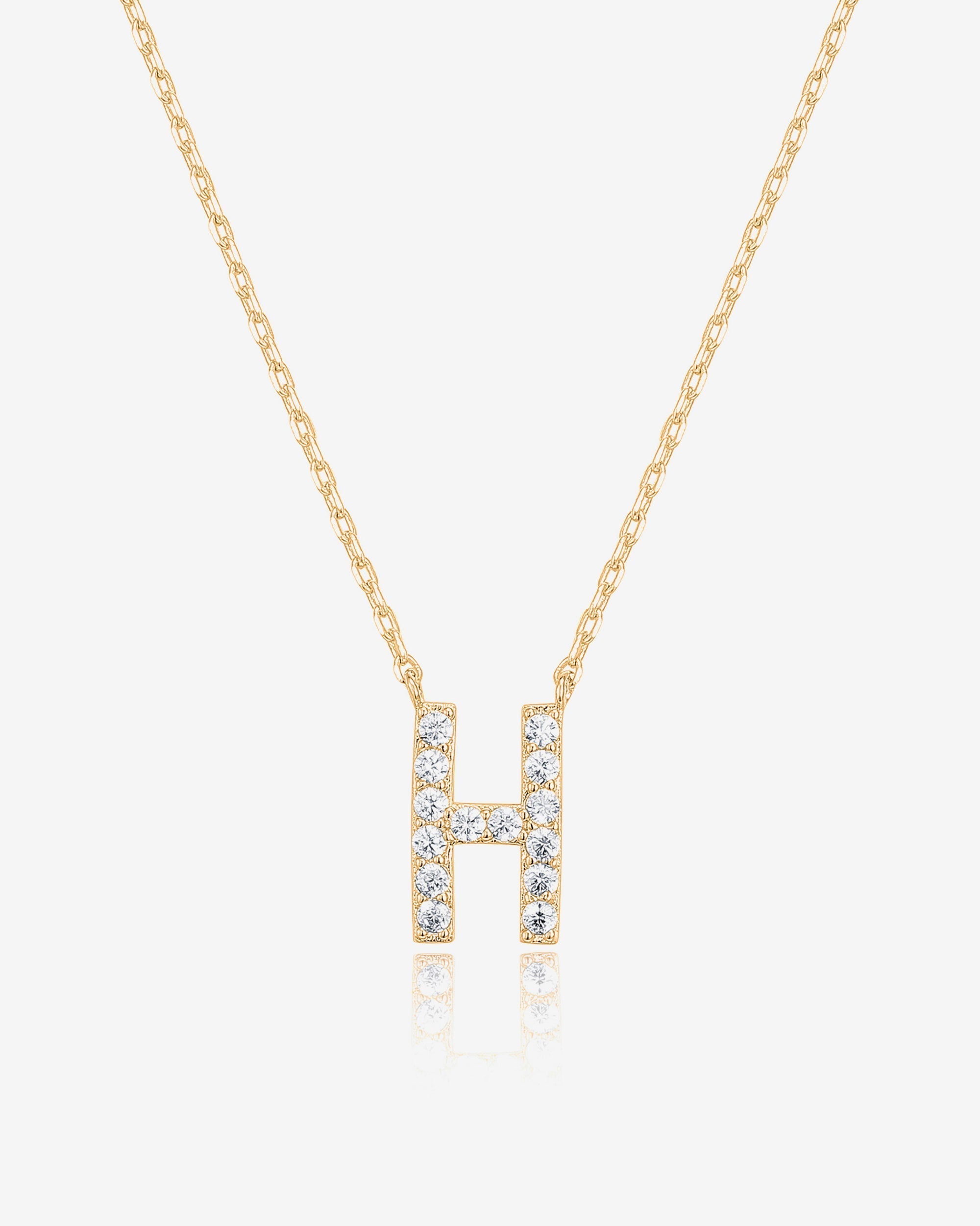 Initial Pendant Necklace with Cubic Zirconia