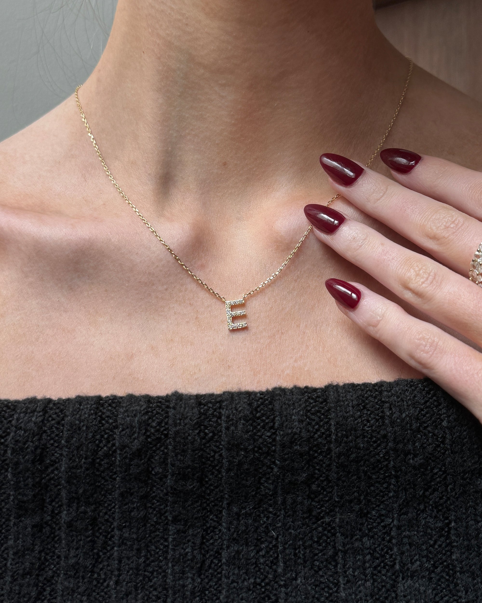 Initial Pendant Necklace with Cubic Zirconia