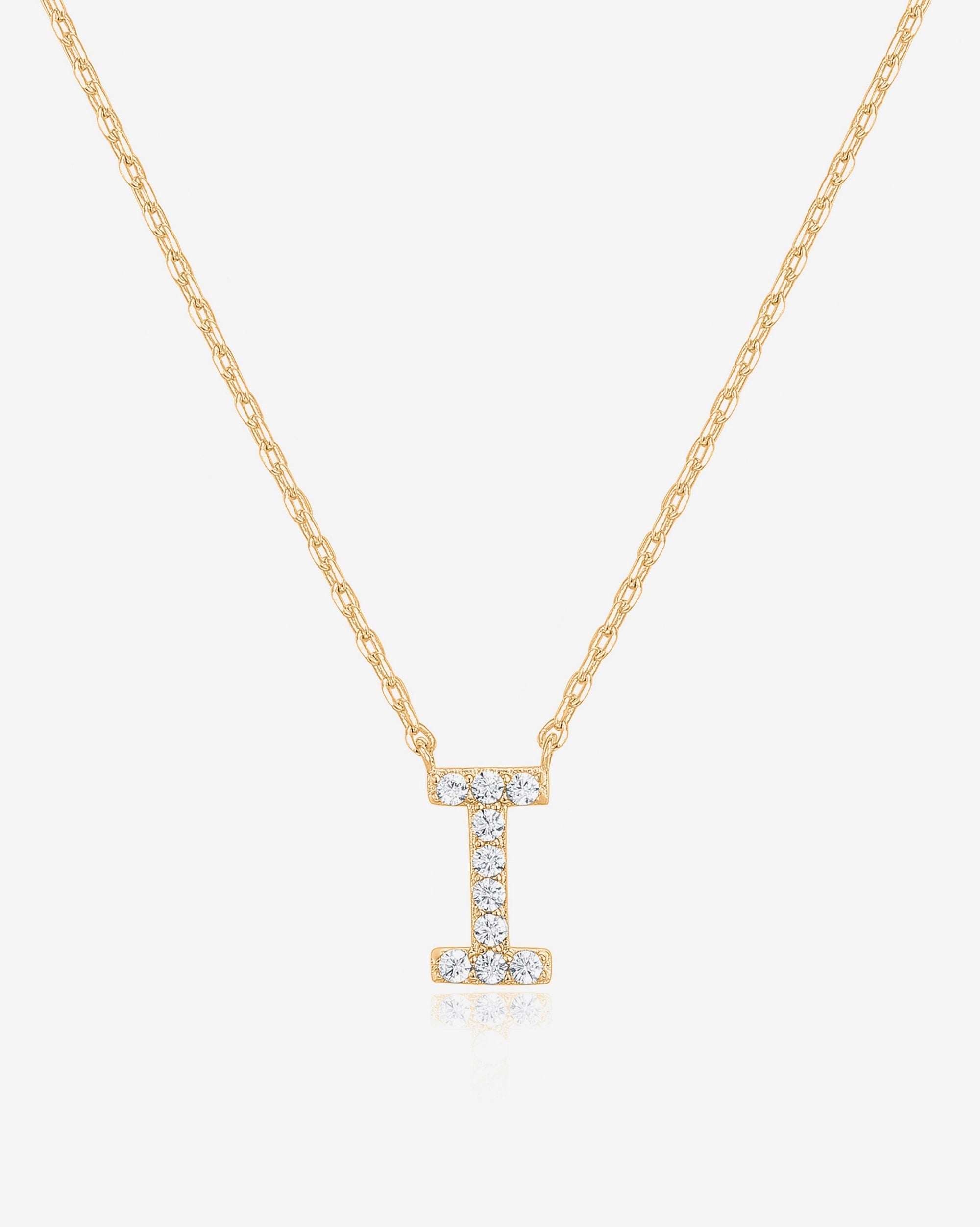 Initial Pendant Necklace with Cubic Zirconia