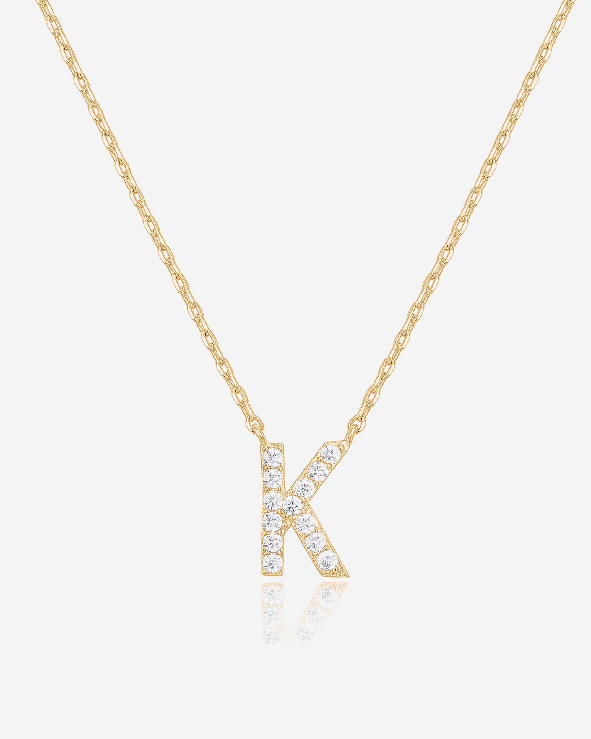 Initial Pendant Necklace with Cubic Zirconia