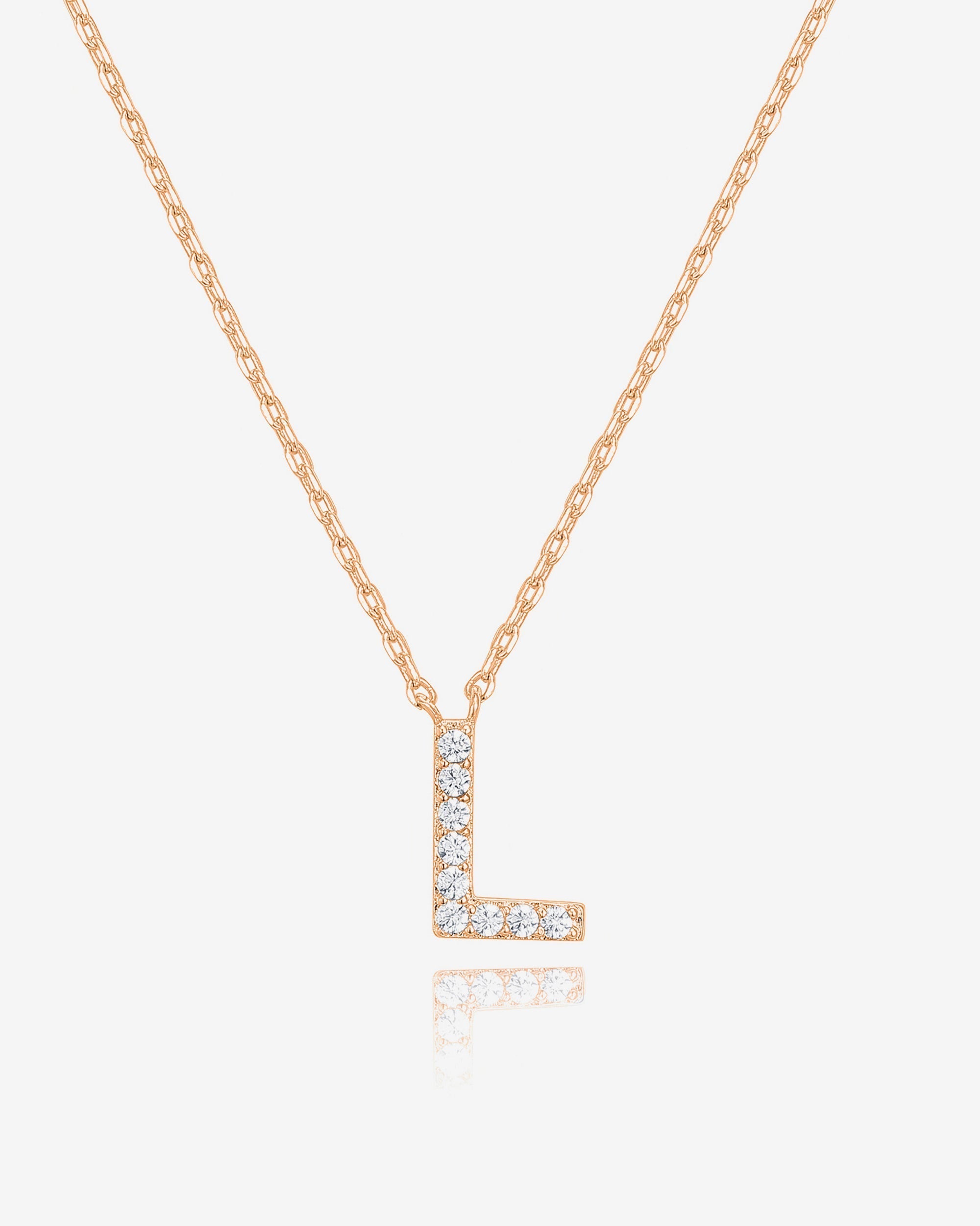 Initial Pendant Necklace with Cubic Zirconia