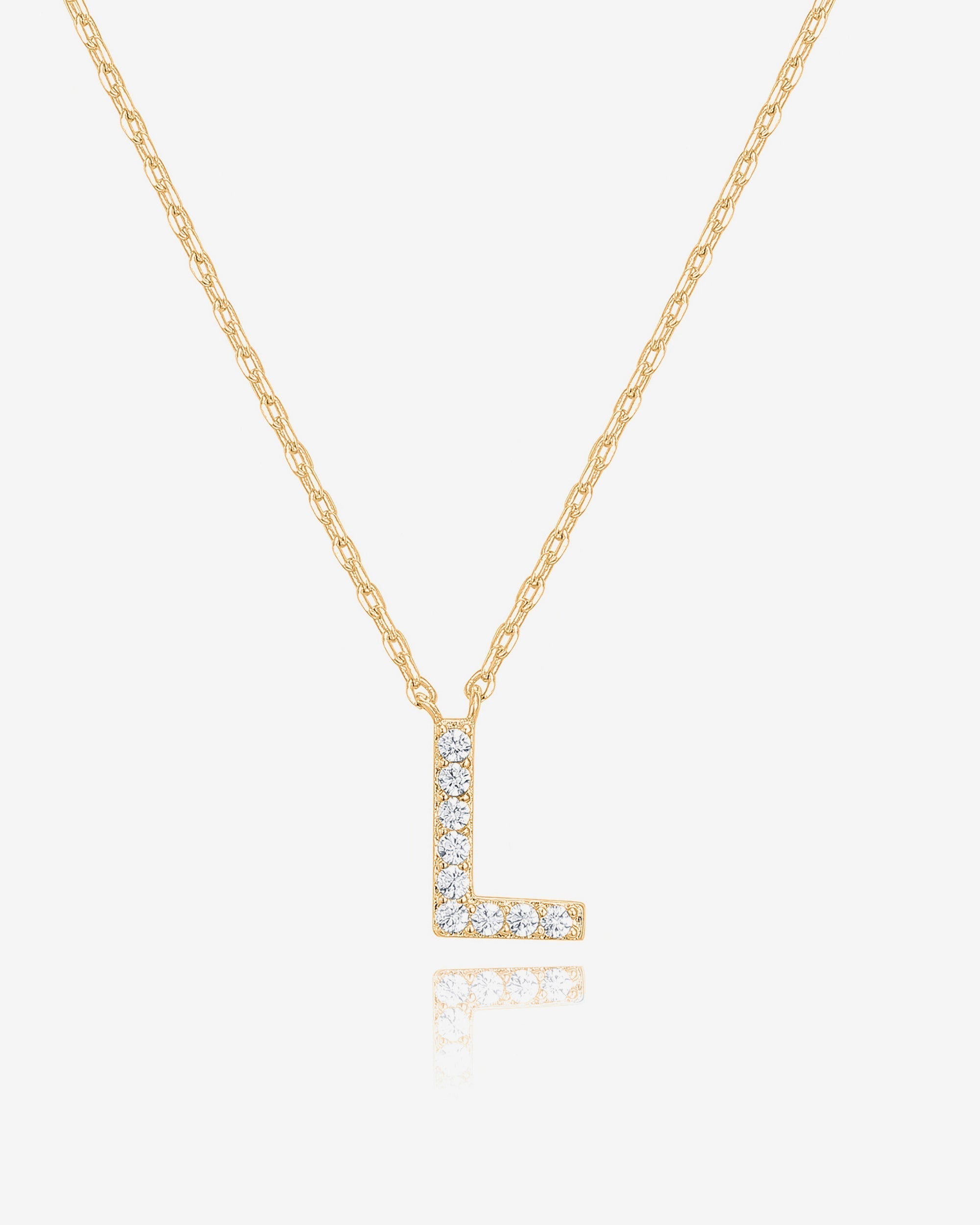 Initial Pendant Necklace with Cubic Zirconia