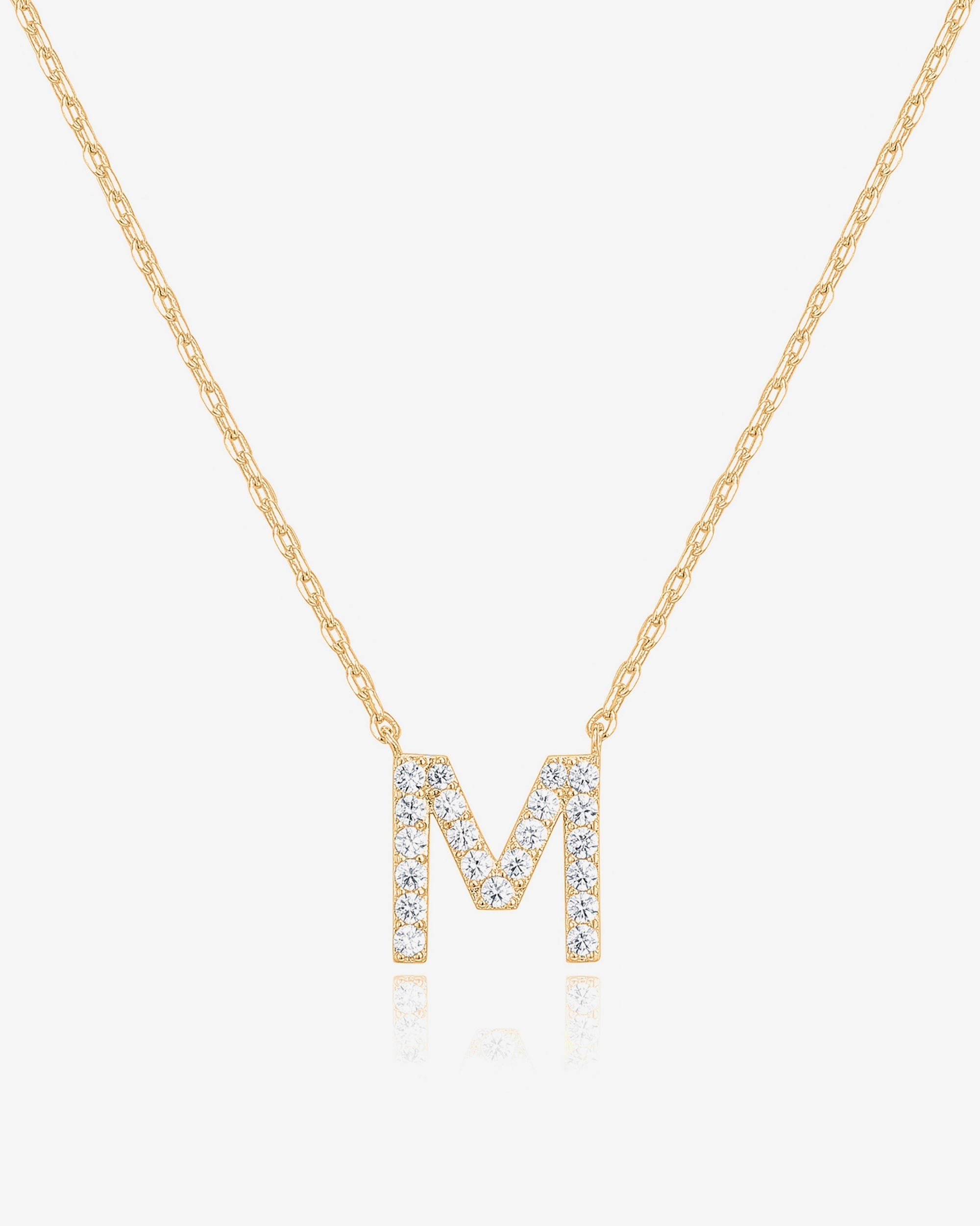 Initial Pendant Necklace with Cubic Zirconia