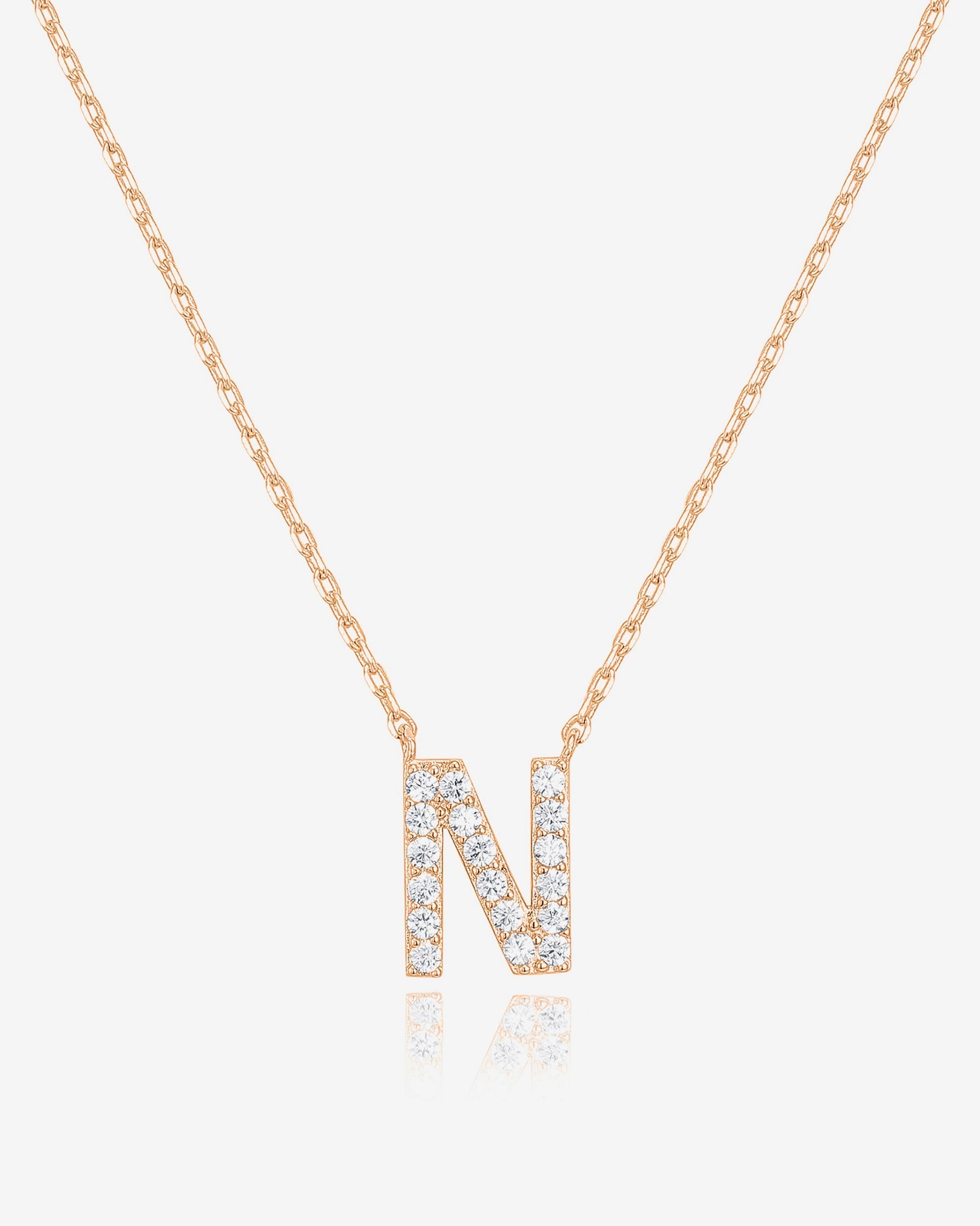 Initial Pendant Necklace with Cubic Zirconia