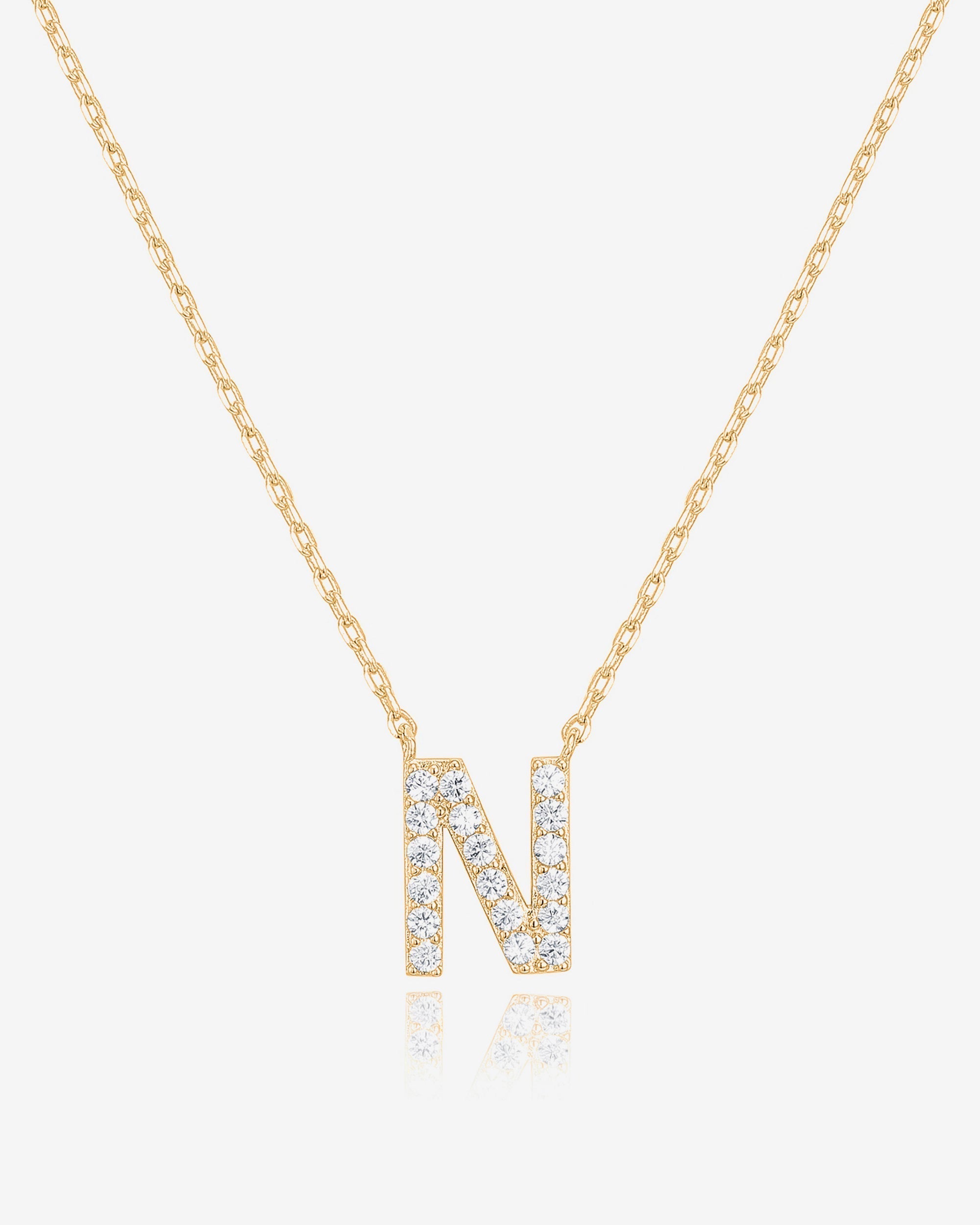 Initial Pendant Necklace with Cubic Zirconia
