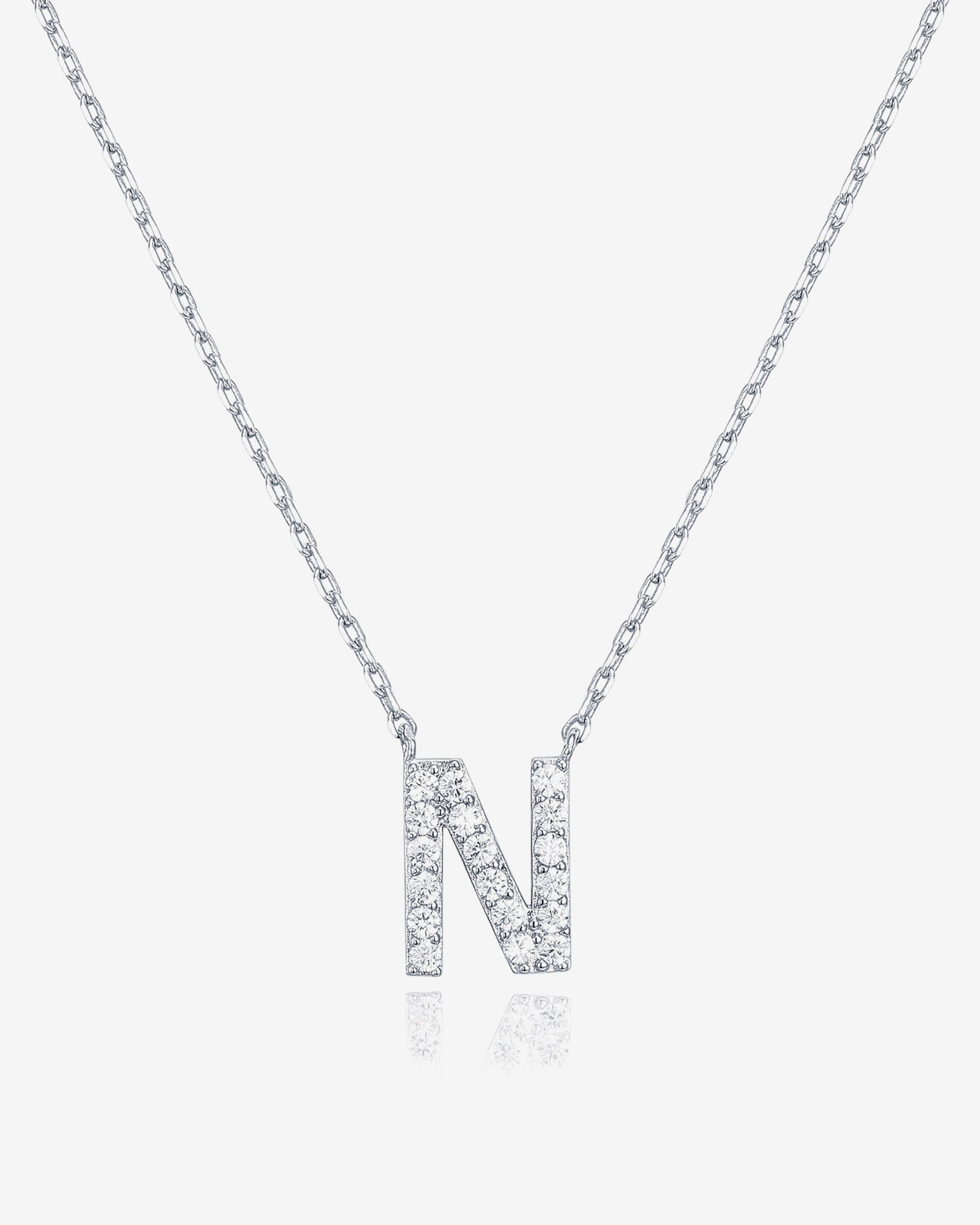 Initial Pendant Necklace with Cubic Zirconia