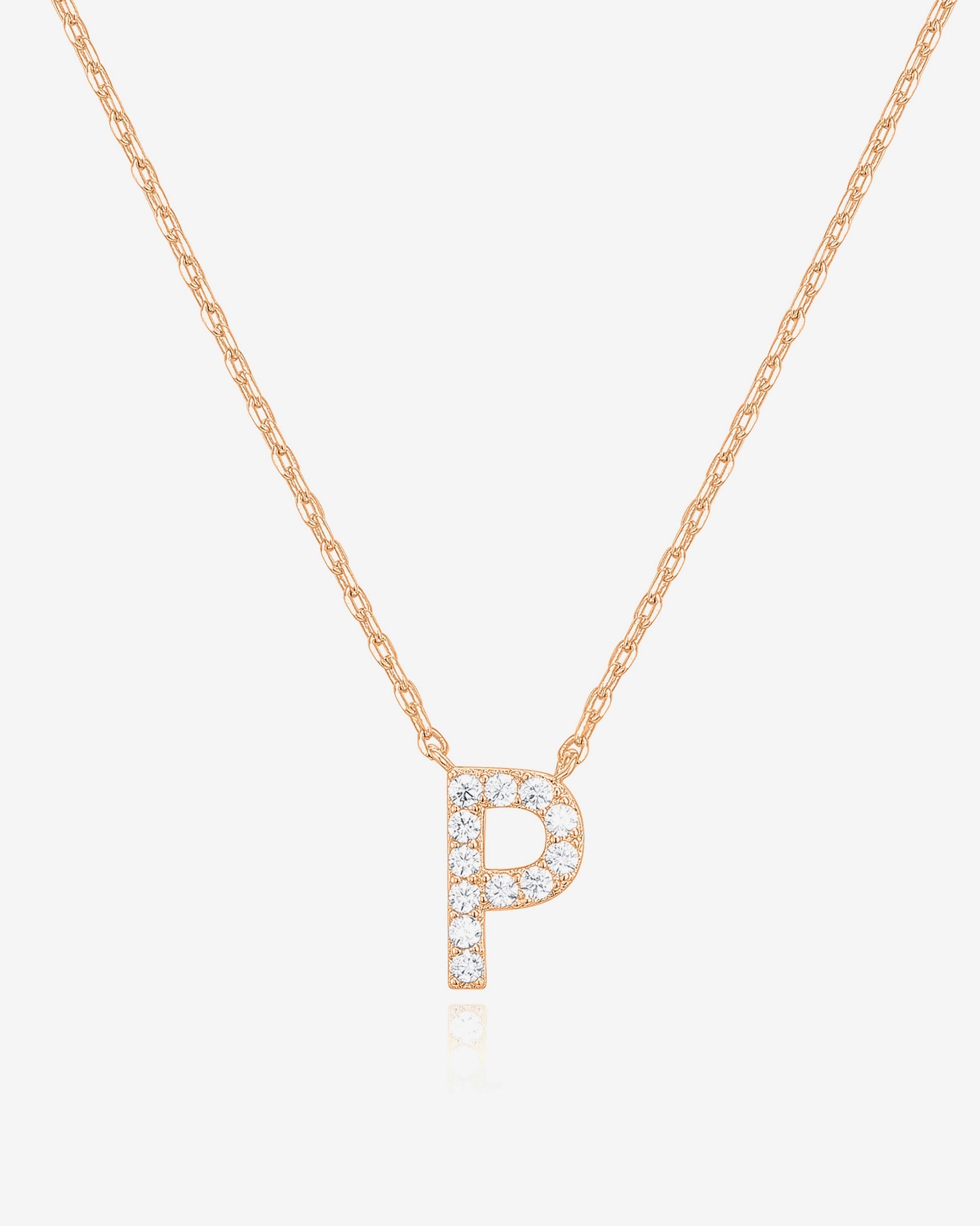 Initial Pendant Necklace with Cubic Zirconia