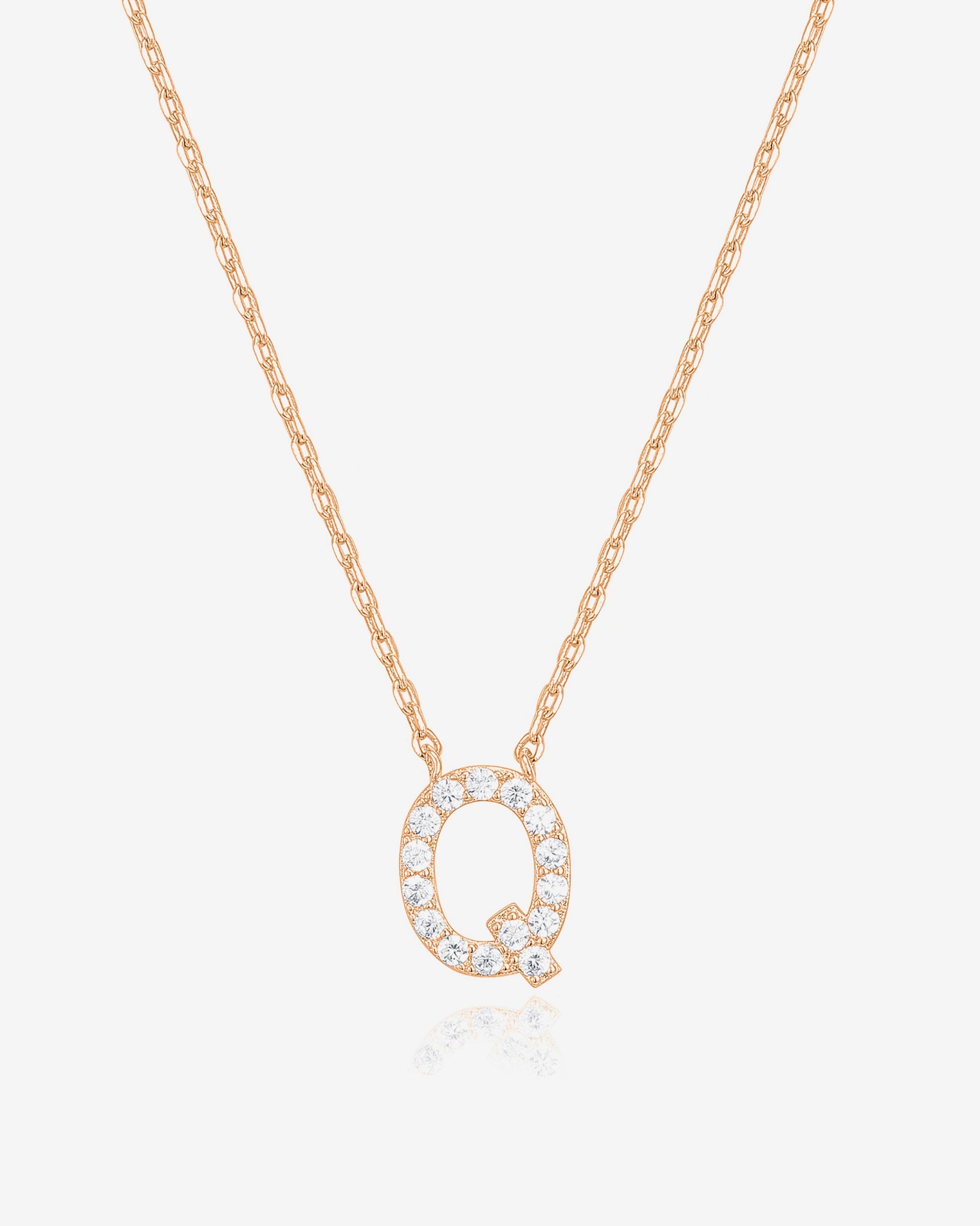 Initial Pendant Necklace with Cubic Zirconia