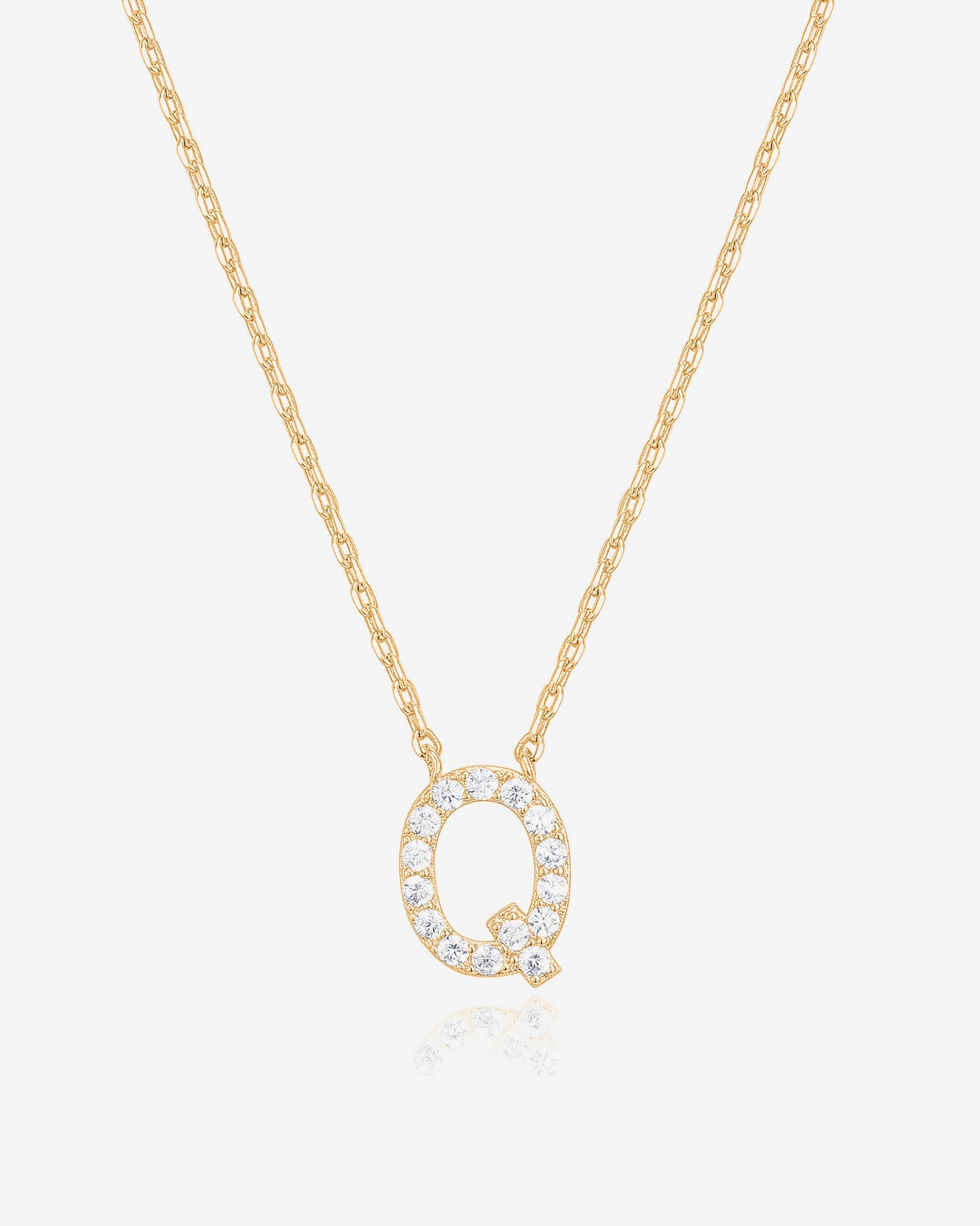 Initial Pendant Necklace with Cubic Zirconia