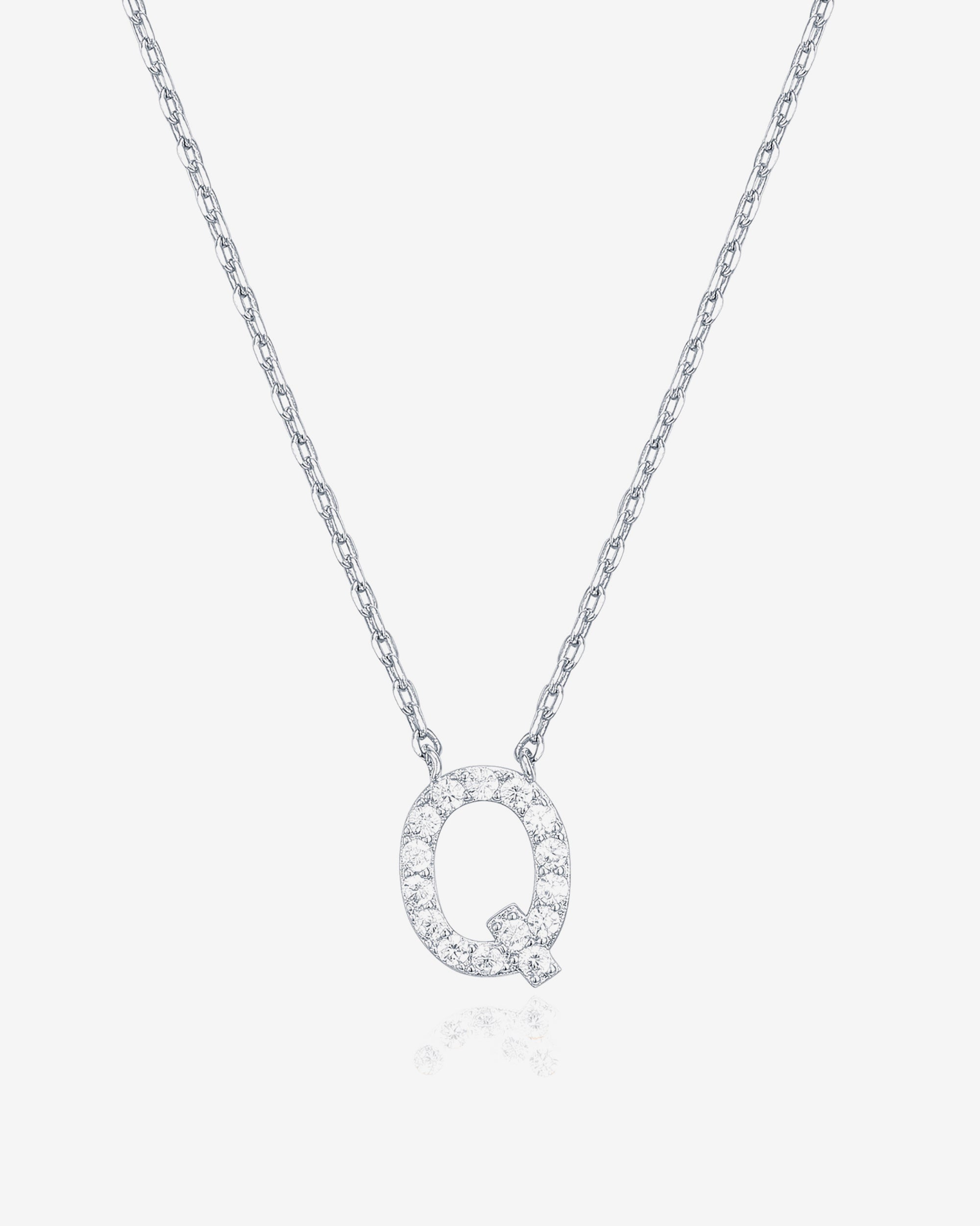 Initial Pendant Necklace with Cubic Zirconia