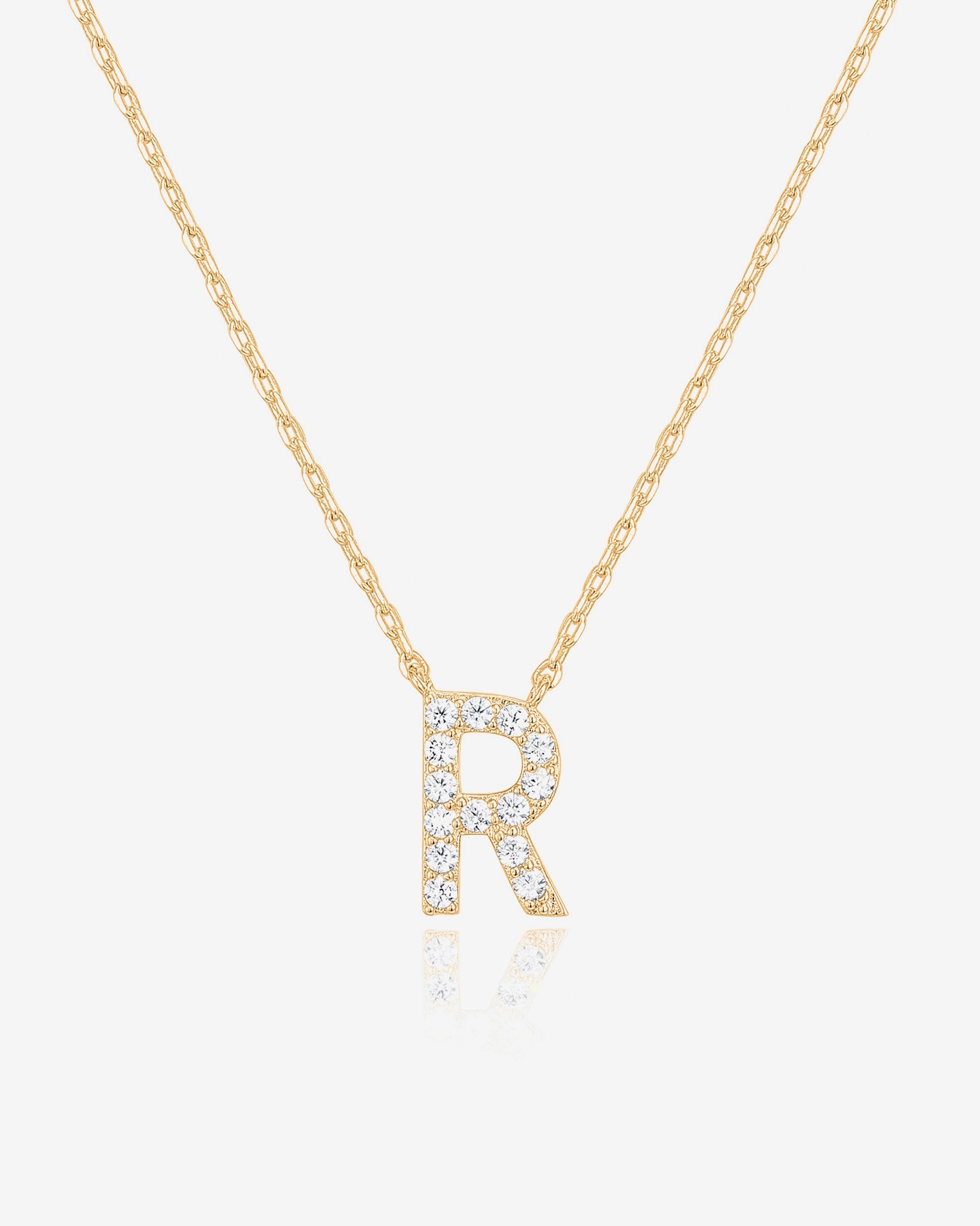 Initial Pendant Necklace with Cubic Zirconia