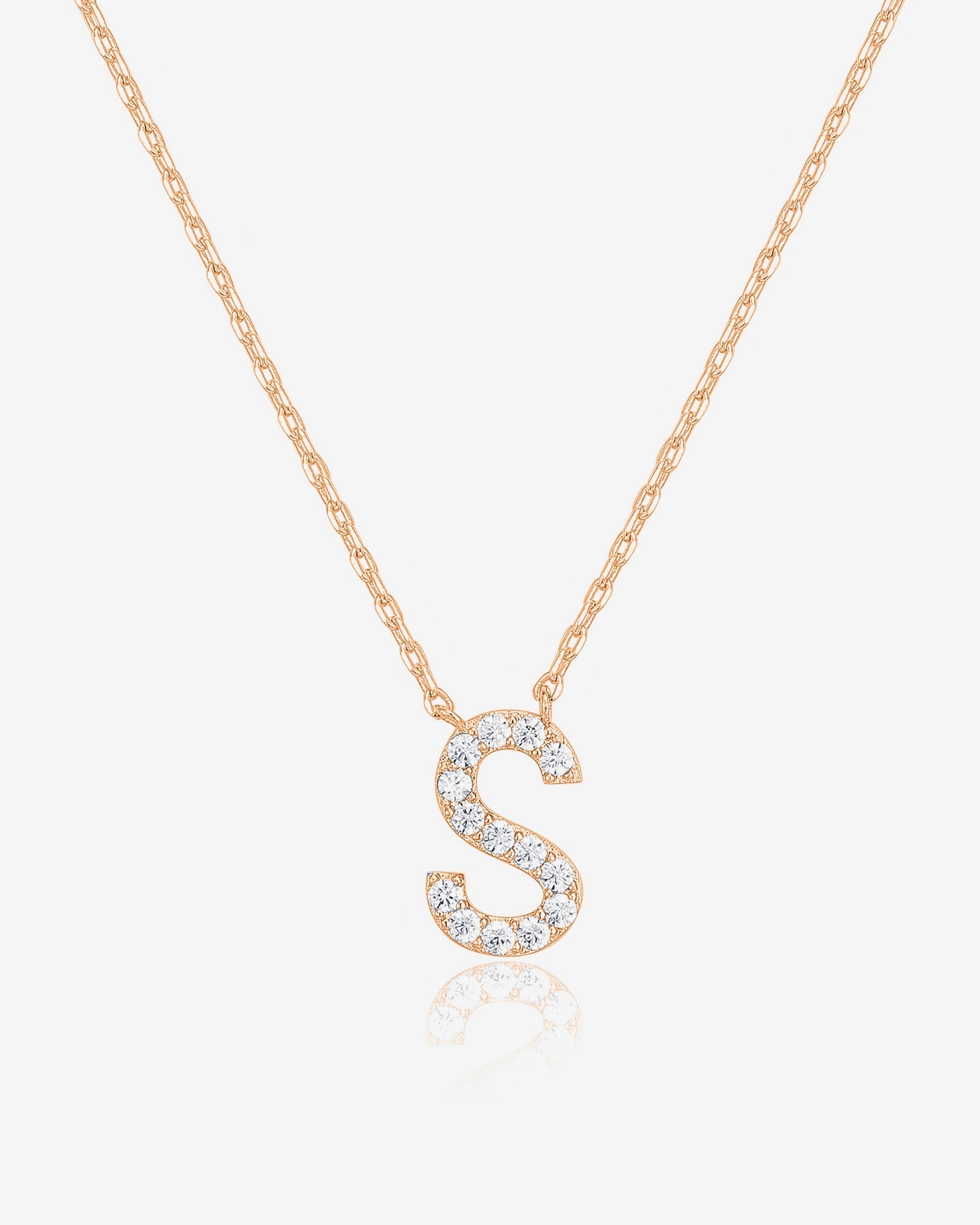 Initial Pendant Necklace with Cubic Zirconia