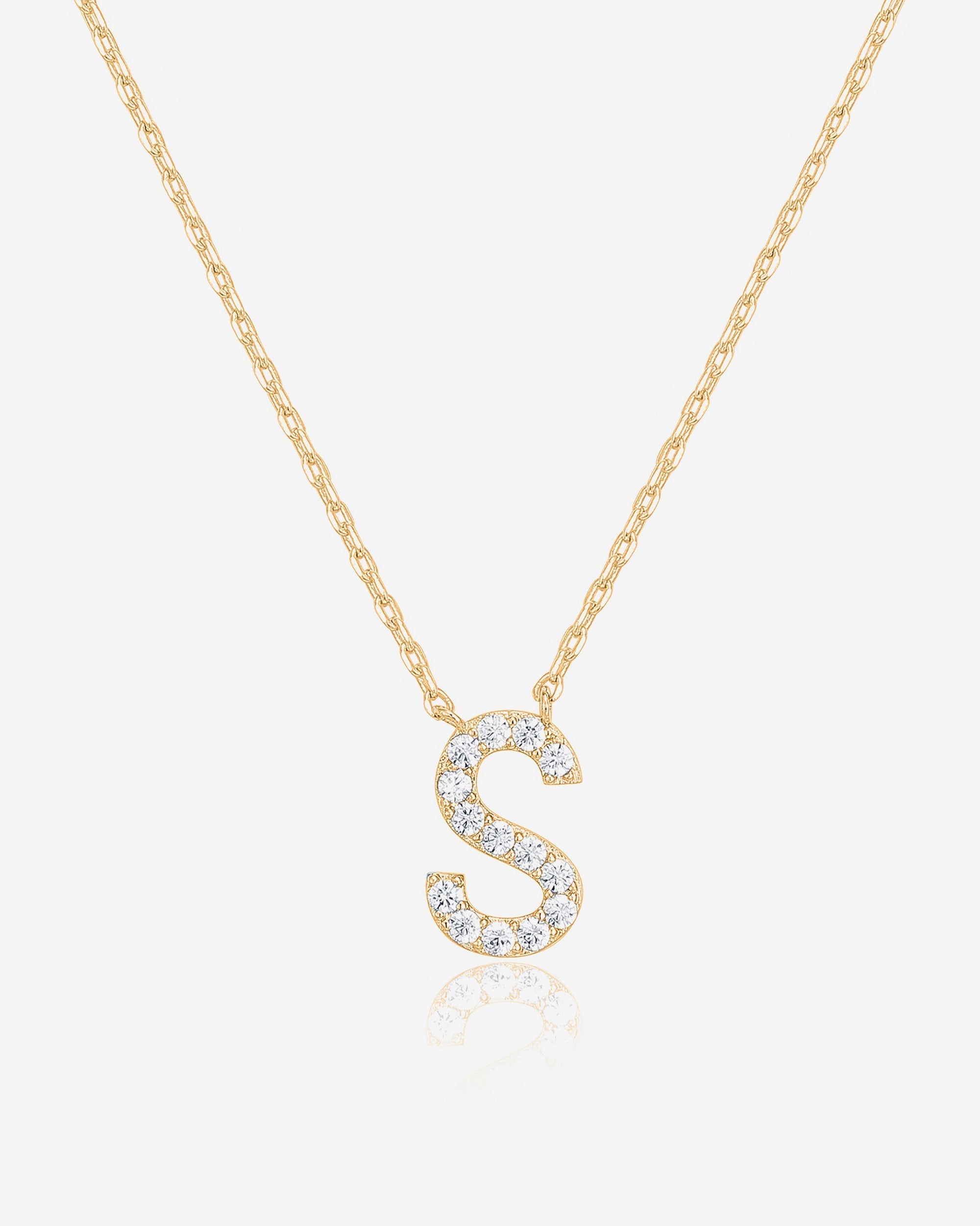 Initial Pendant Necklace with Cubic Zirconia
