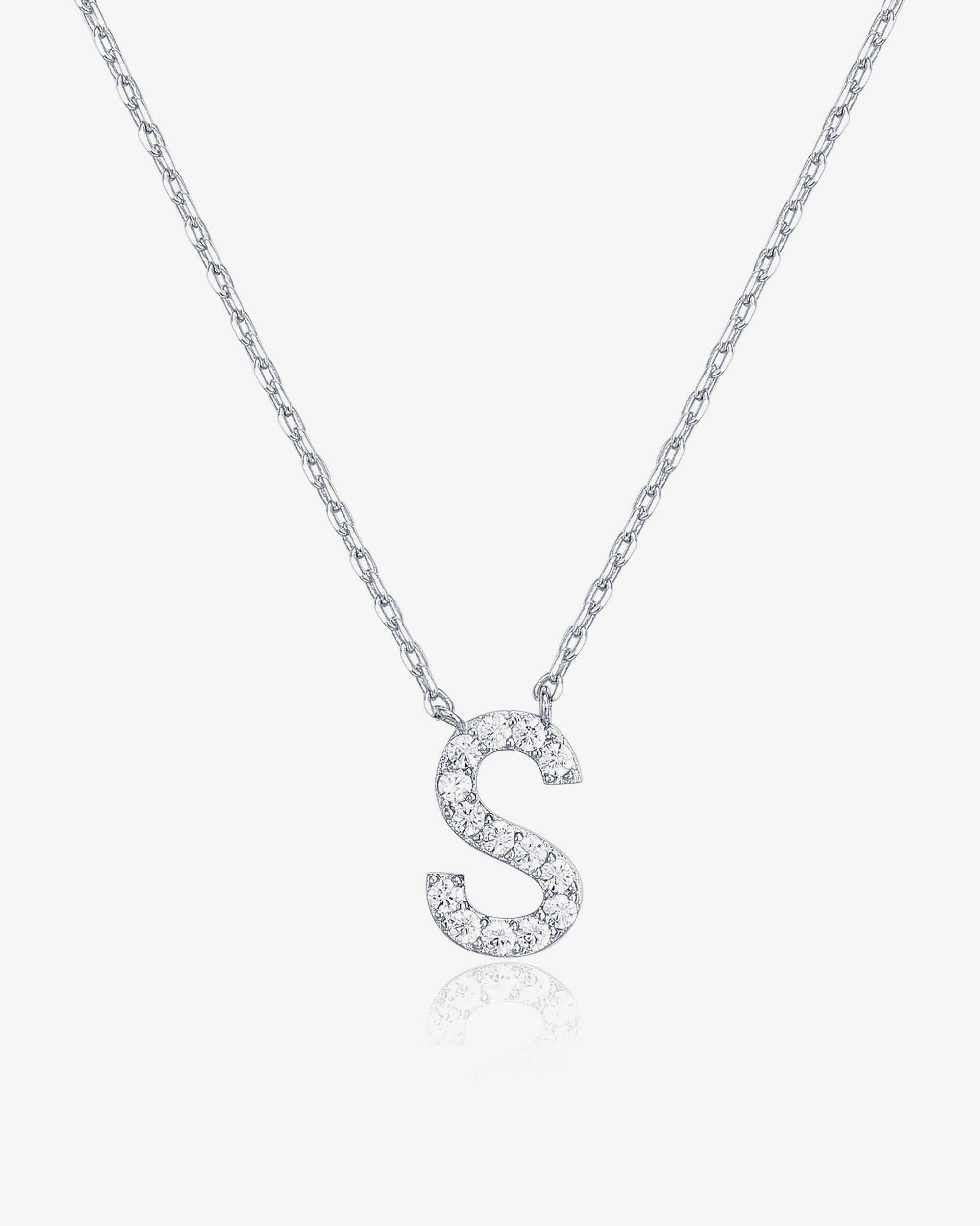 Initial Pendant Necklace with Cubic Zirconia