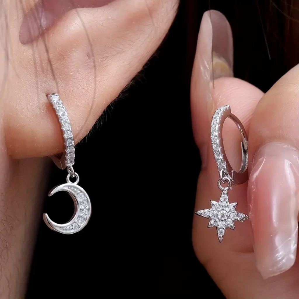 Moon & Stars Cubic Zirconia Earring Set