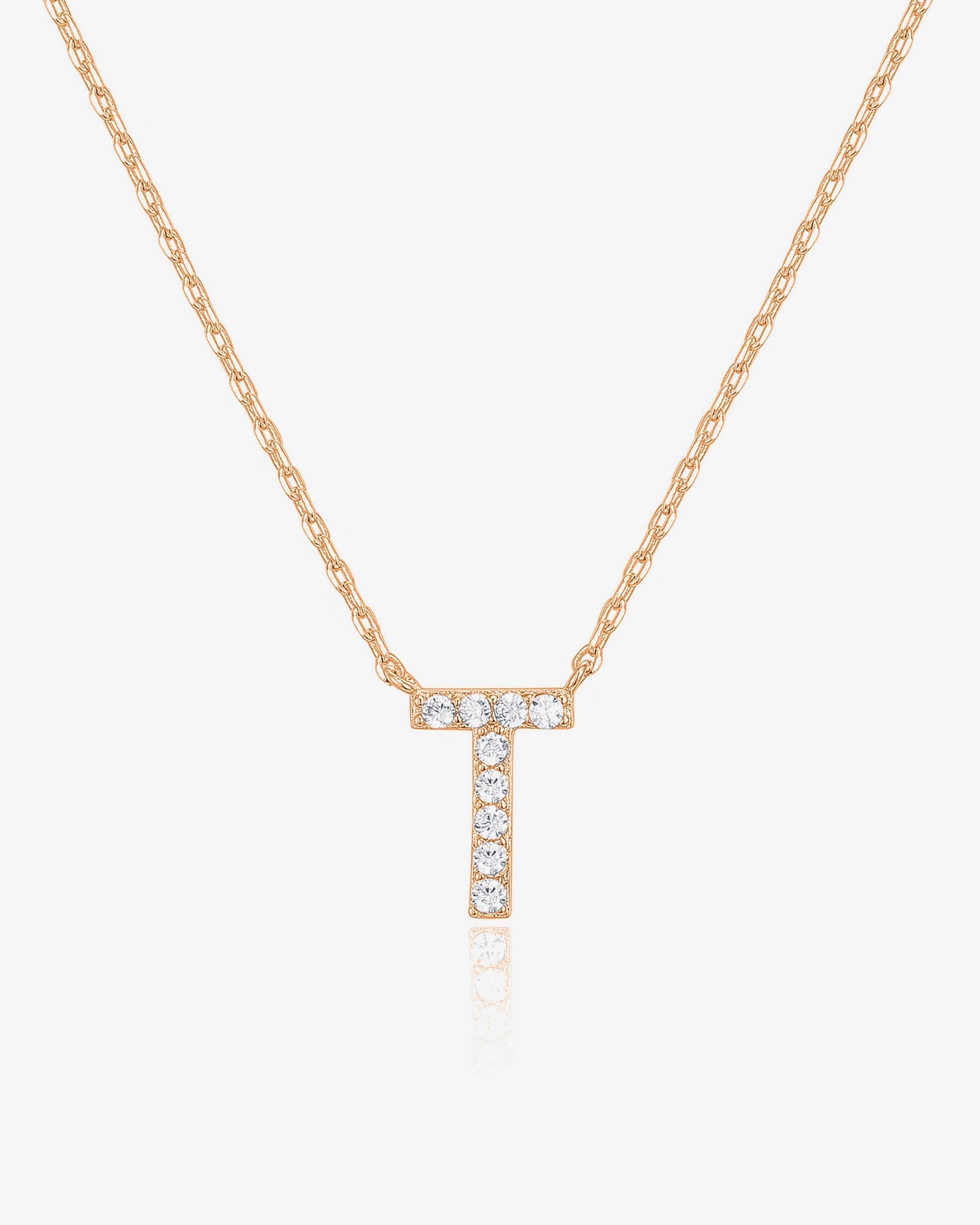 Initial Pendant Necklace with Cubic Zirconia