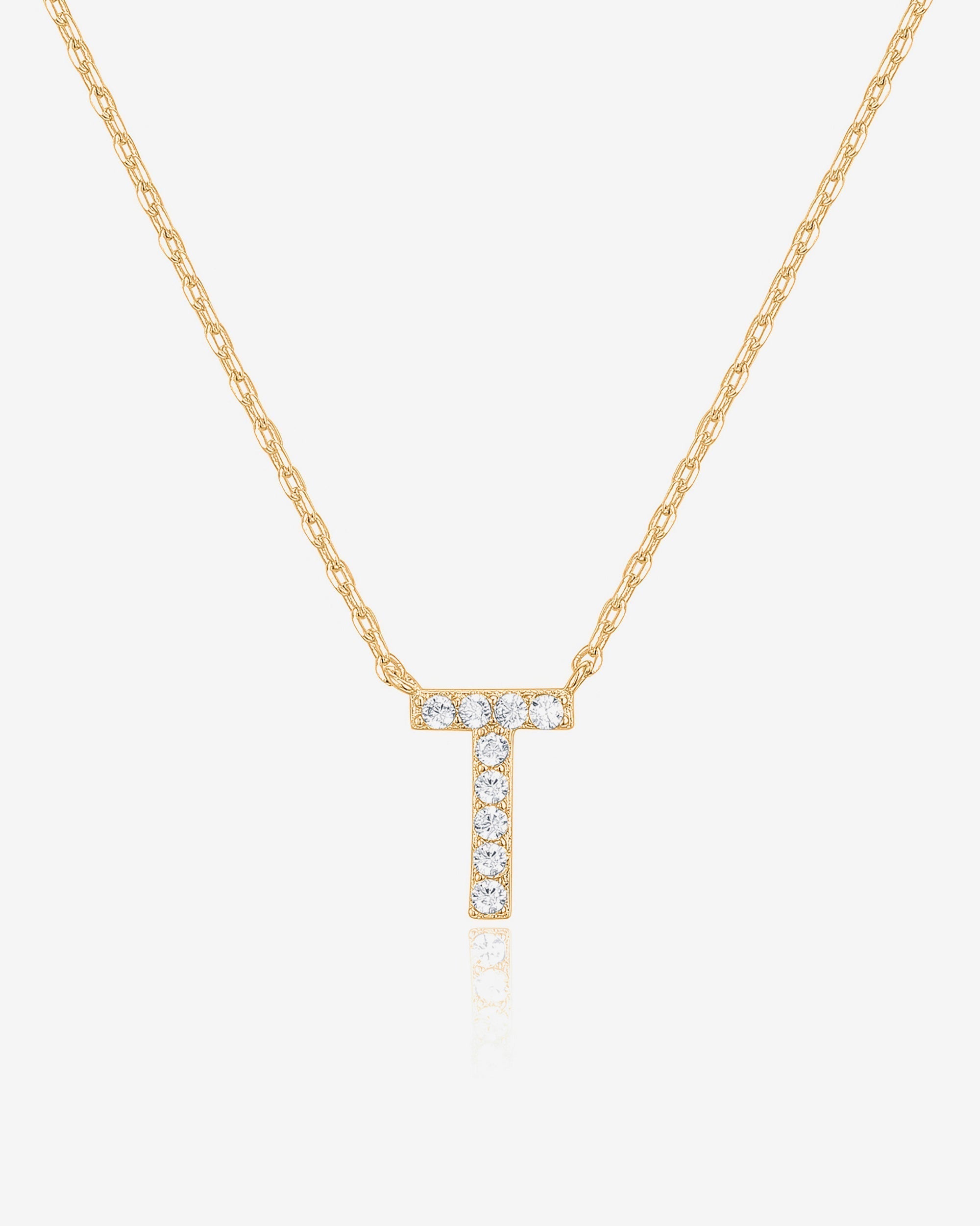 Initial Pendant Necklace with Cubic Zirconia