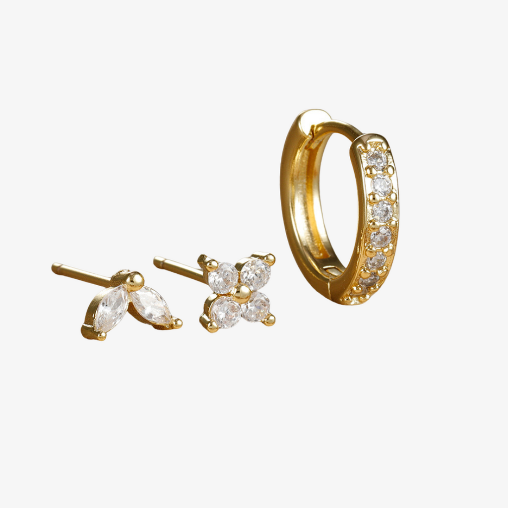 Tulip Trio Hoop & Stud Earring Set