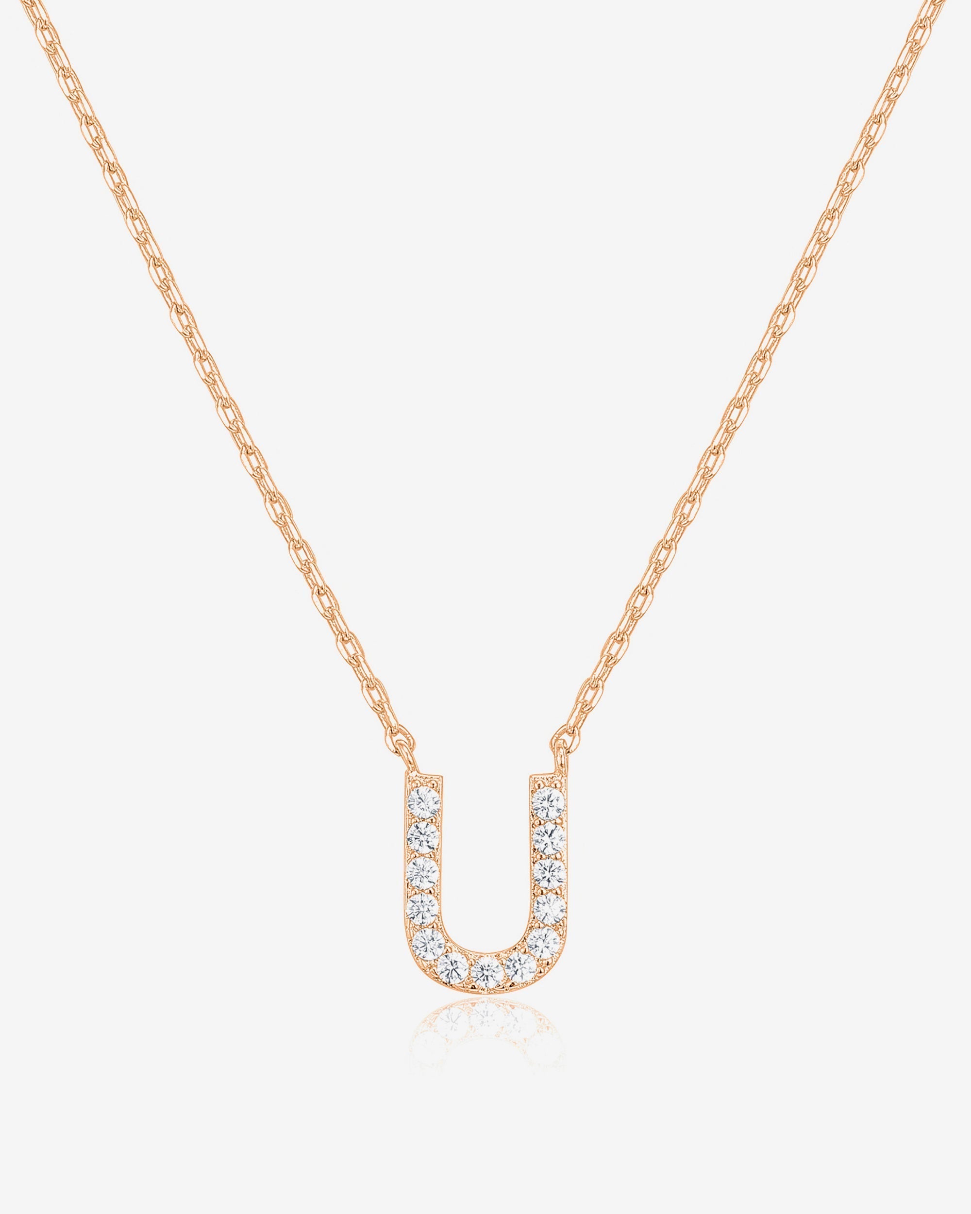 Initial Pendant Necklace with Cubic Zirconia