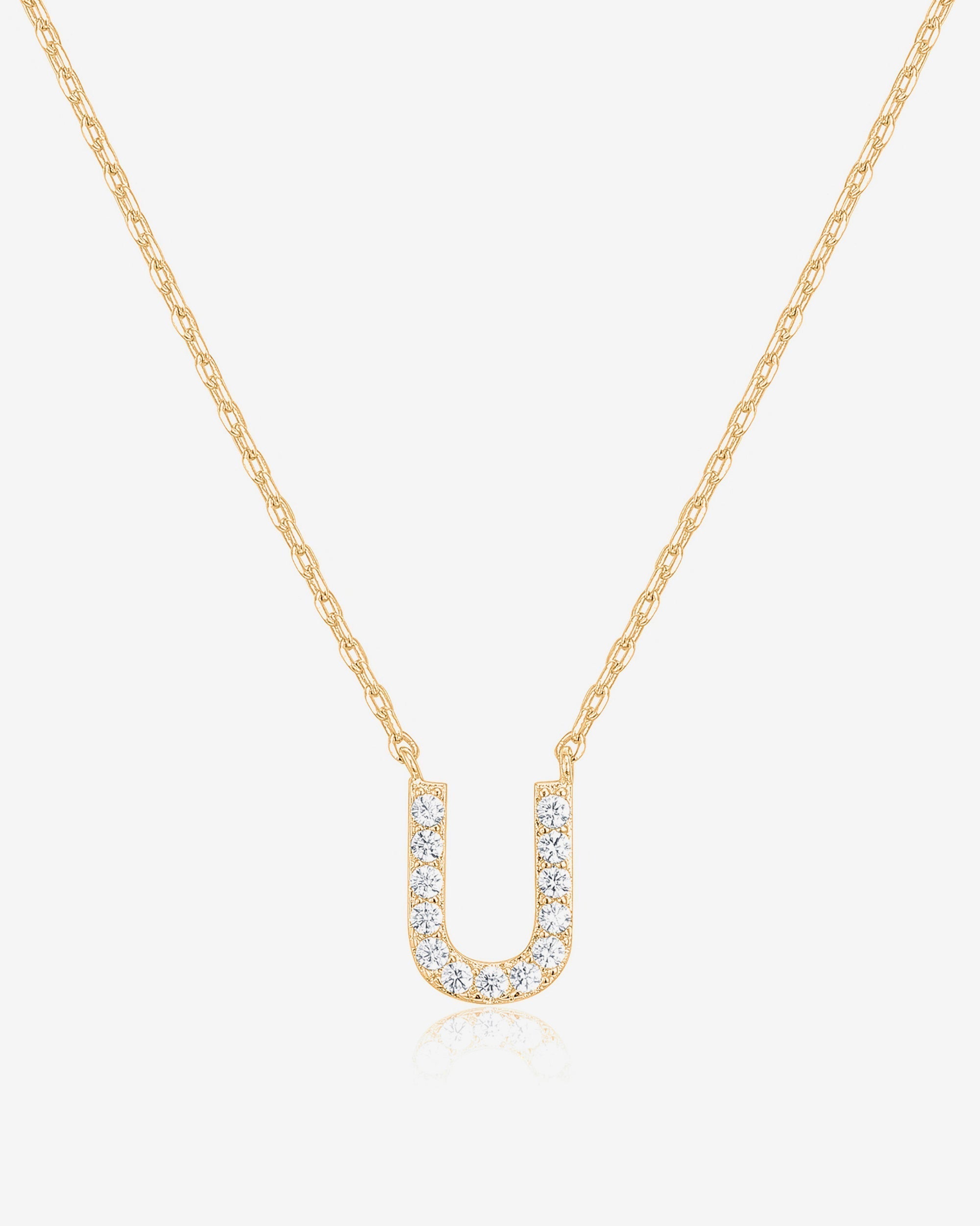 Initial Pendant Necklace with Cubic Zirconia