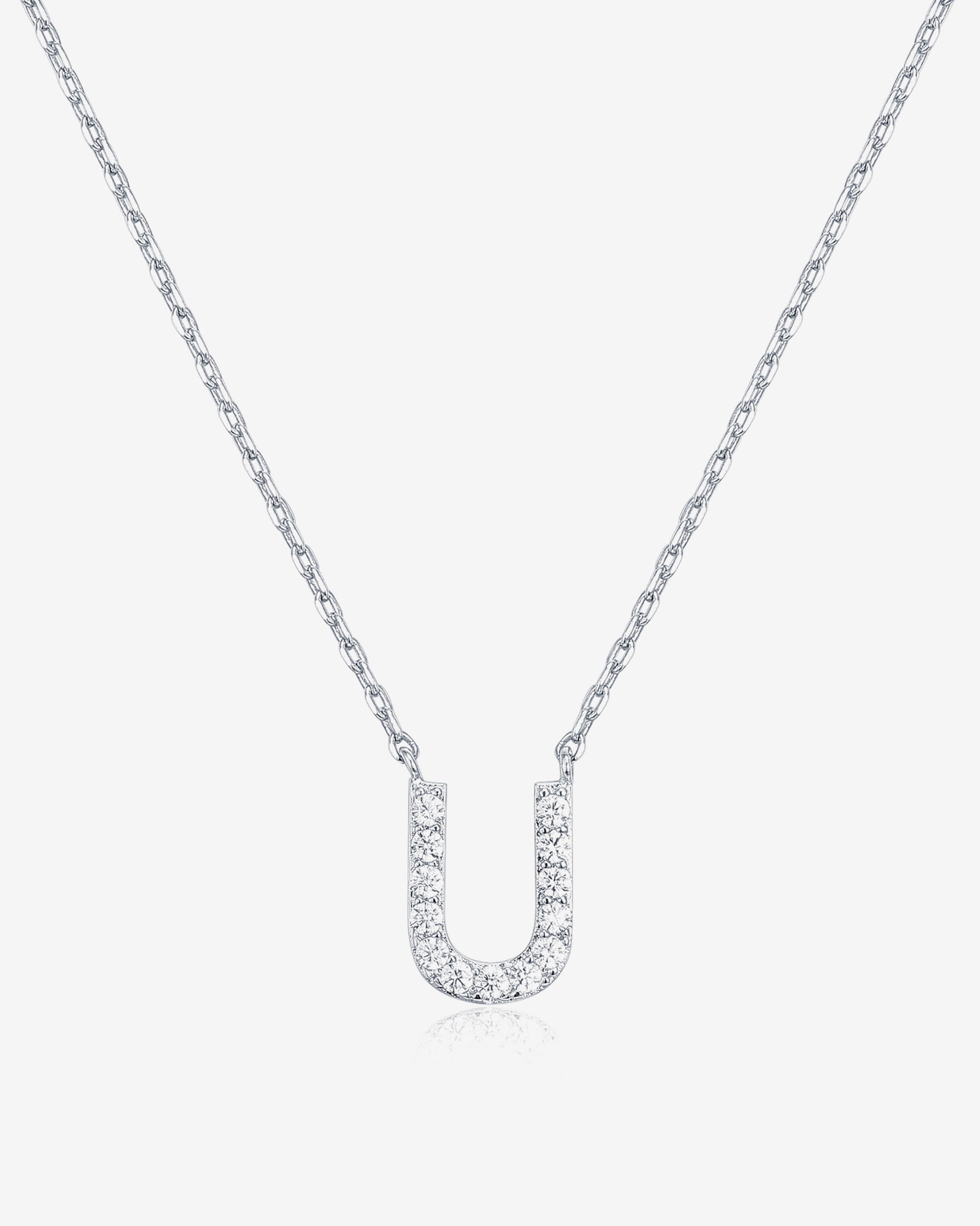 Initial Pendant Necklace with Cubic Zirconia