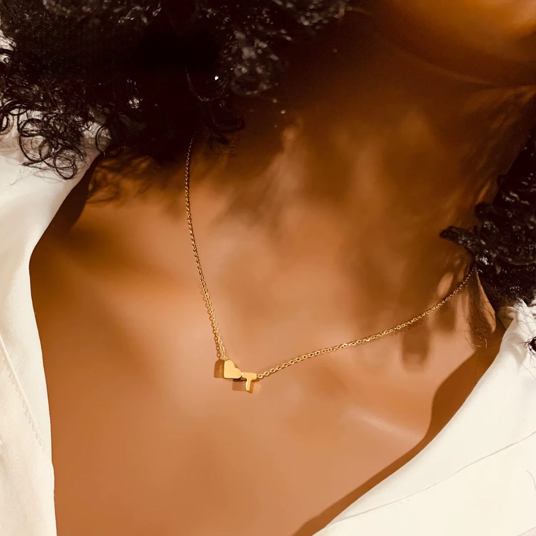 Luna Heart Initial Pendant Necklace