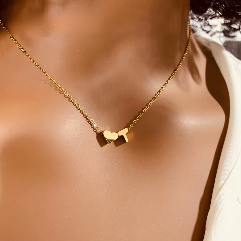 Luna Heart Initial Pendant Necklace