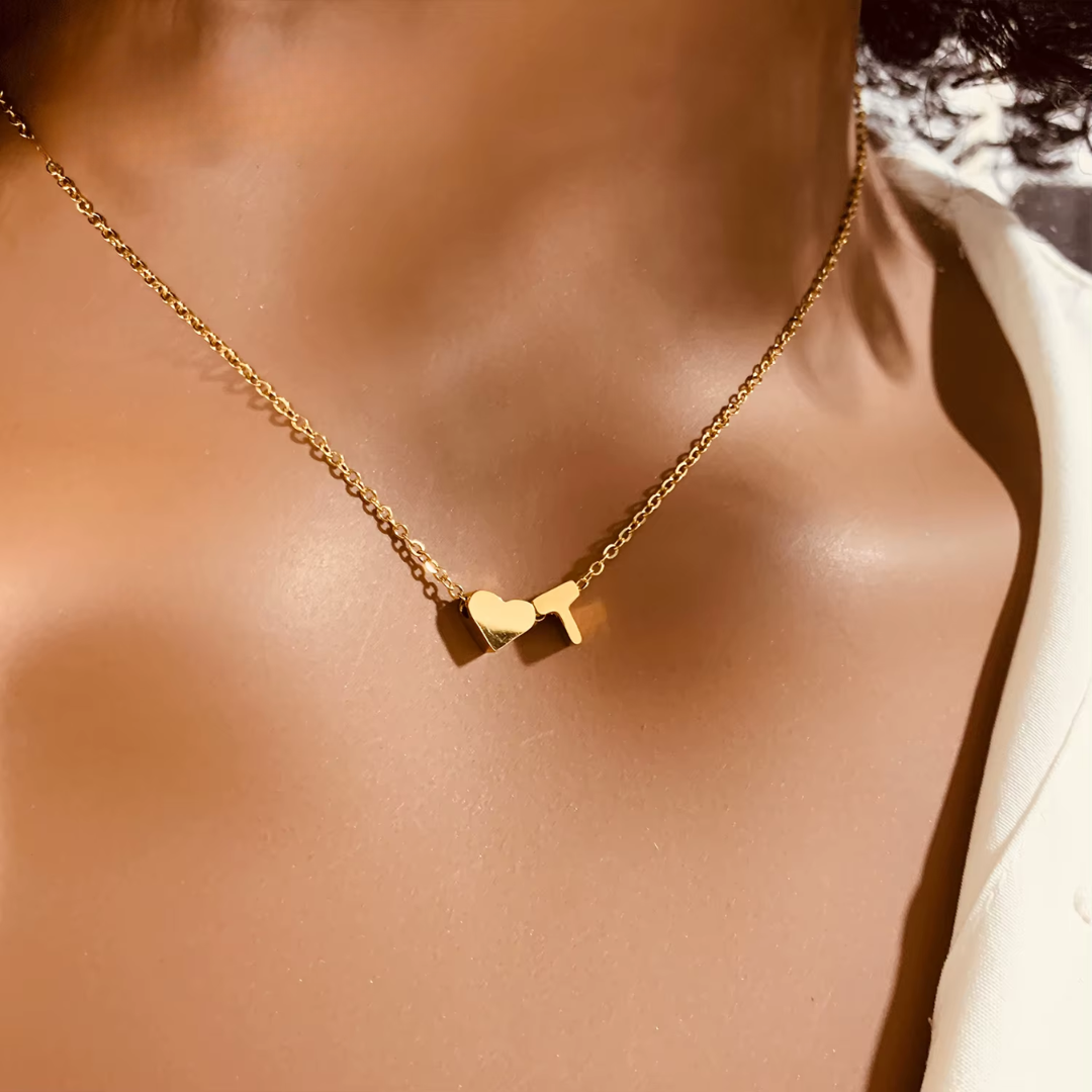 Luna Heart Initial Pendant Necklace