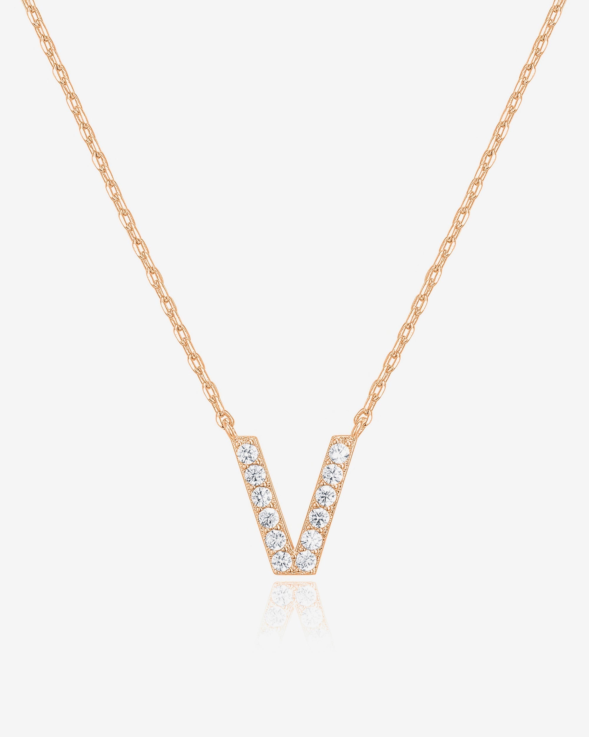 Initial Pendant Necklace with Cubic Zirconia