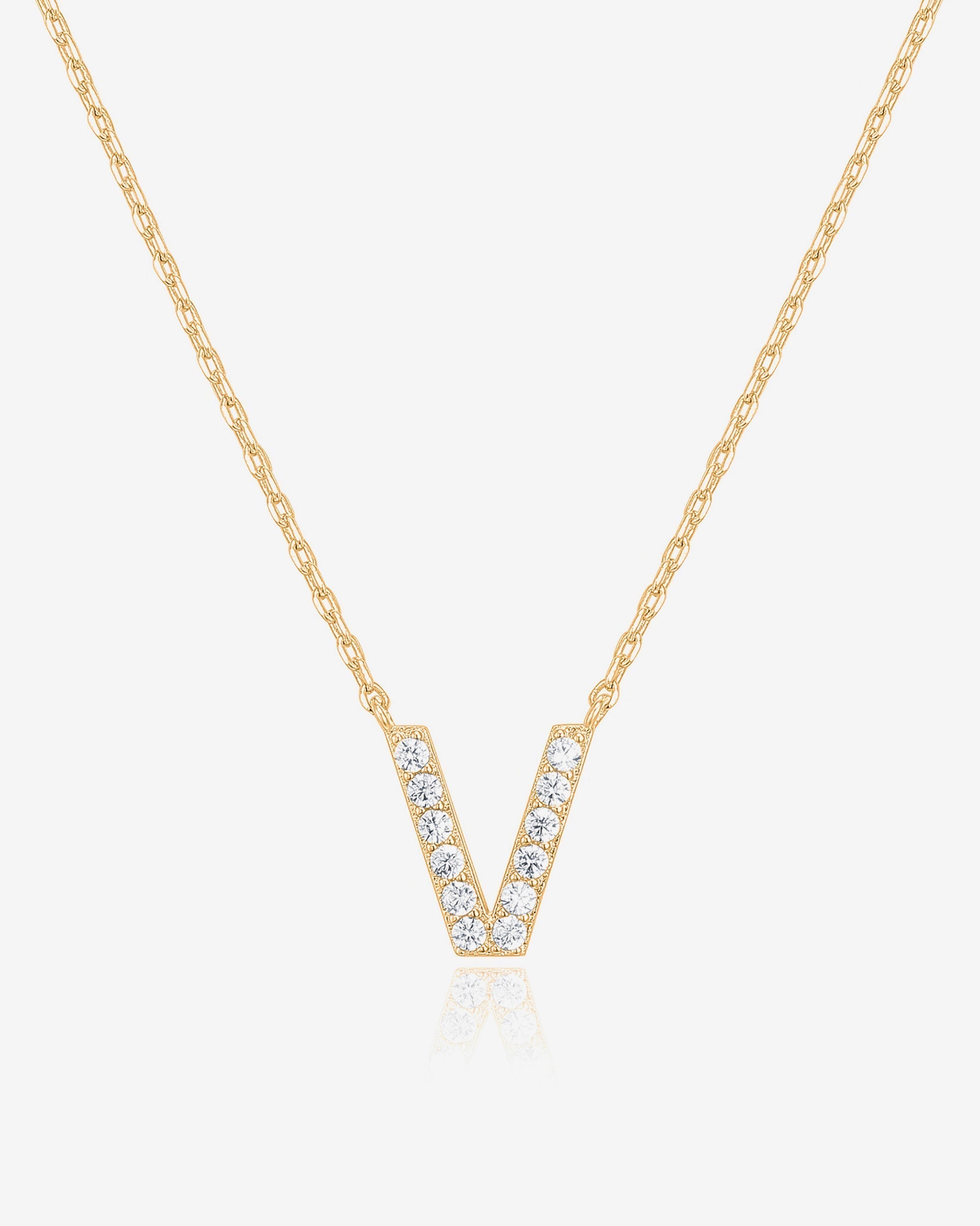 Initial Pendant Necklace with Cubic Zirconia