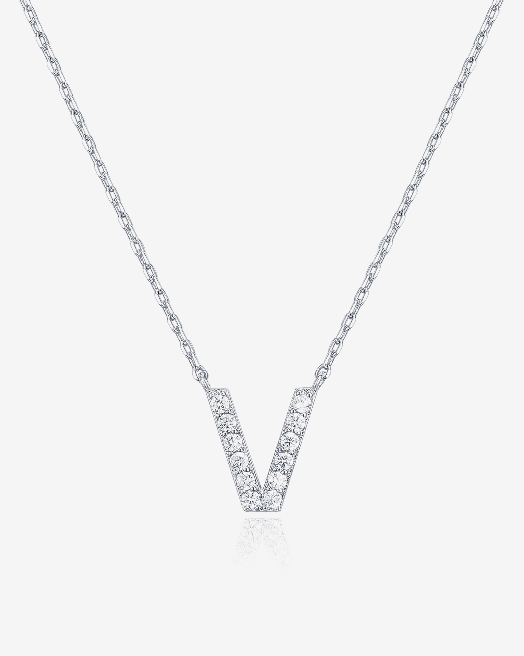 Initial Pendant Necklace with Cubic Zirconia