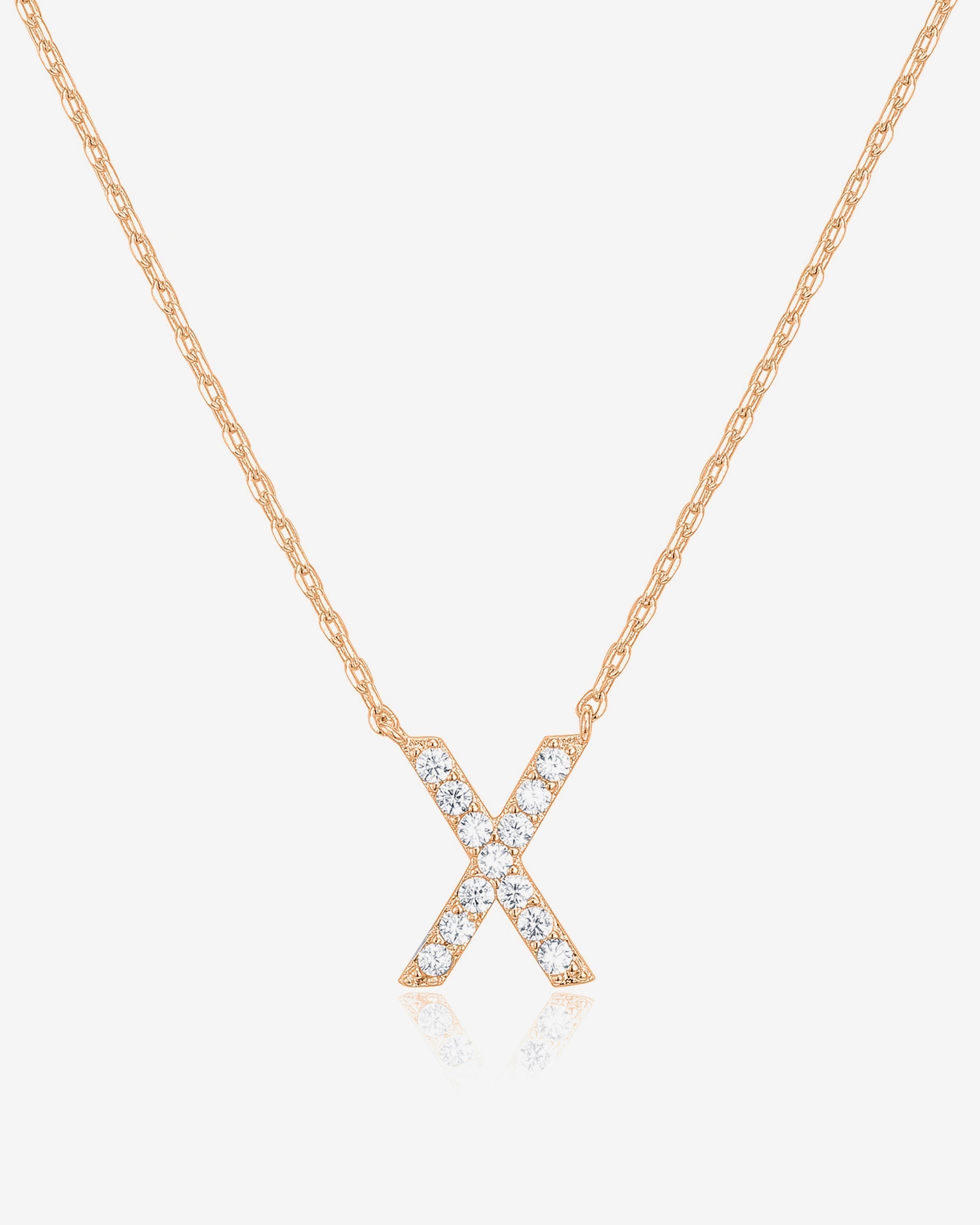 Initial Pendant Necklace with Cubic Zirconia