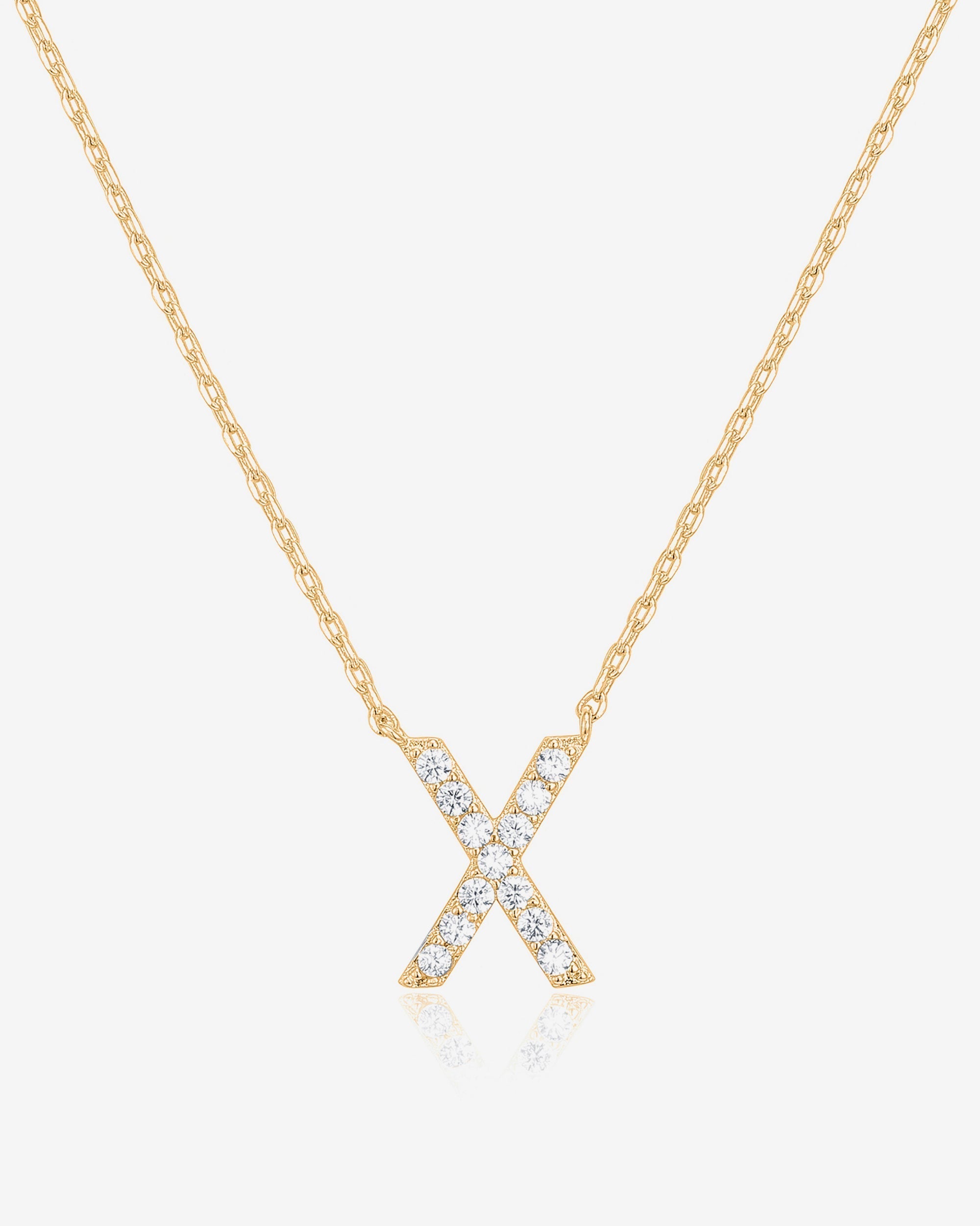 Initial Pendant Necklace with Cubic Zirconia